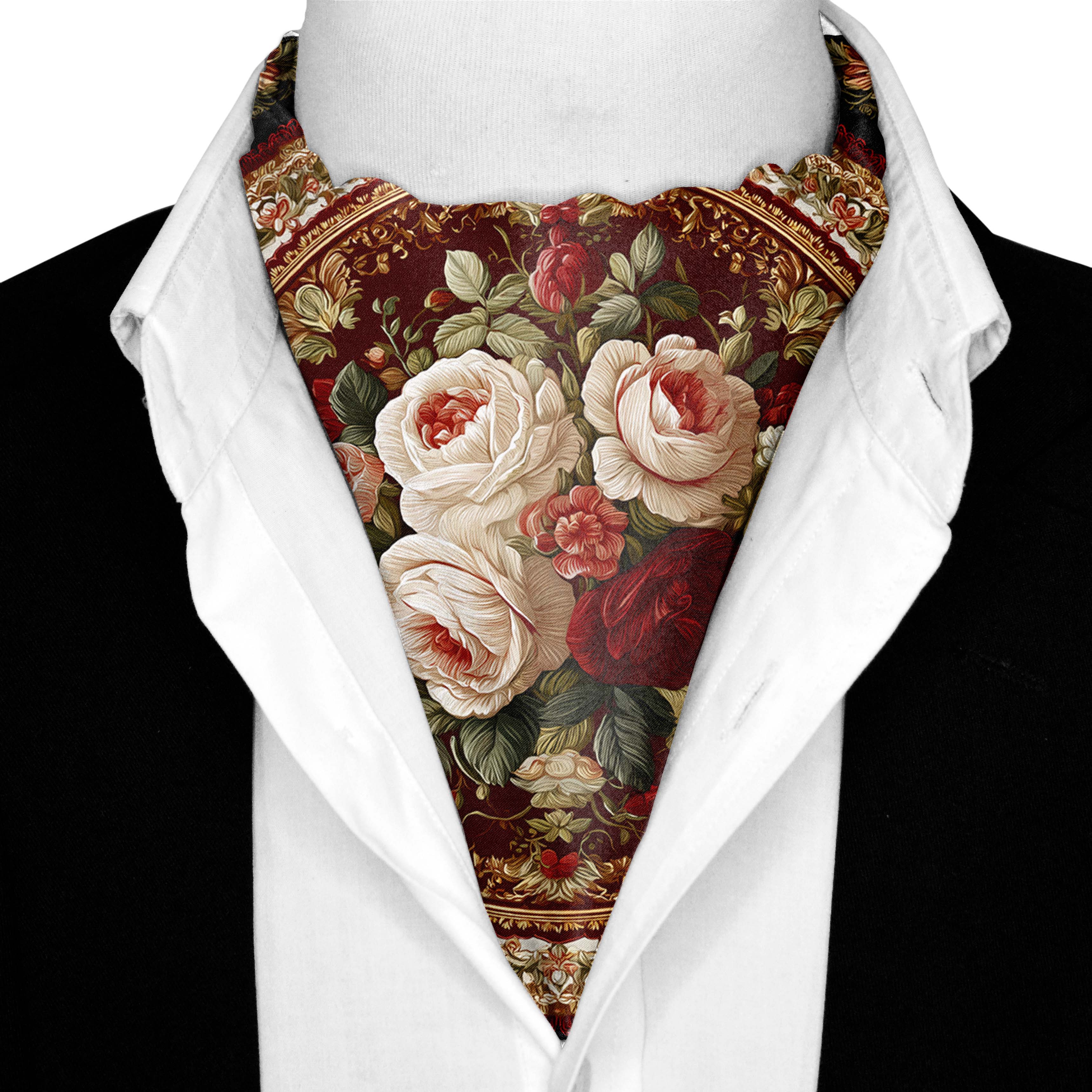 ROSARIUM SILK ASCOT AND POCKET SQUARE SET – PREMIUM COLLECTION ROSARIUM SILK ASCOT AND POCKET SQUARE SET – PREMIUM COLLECTION