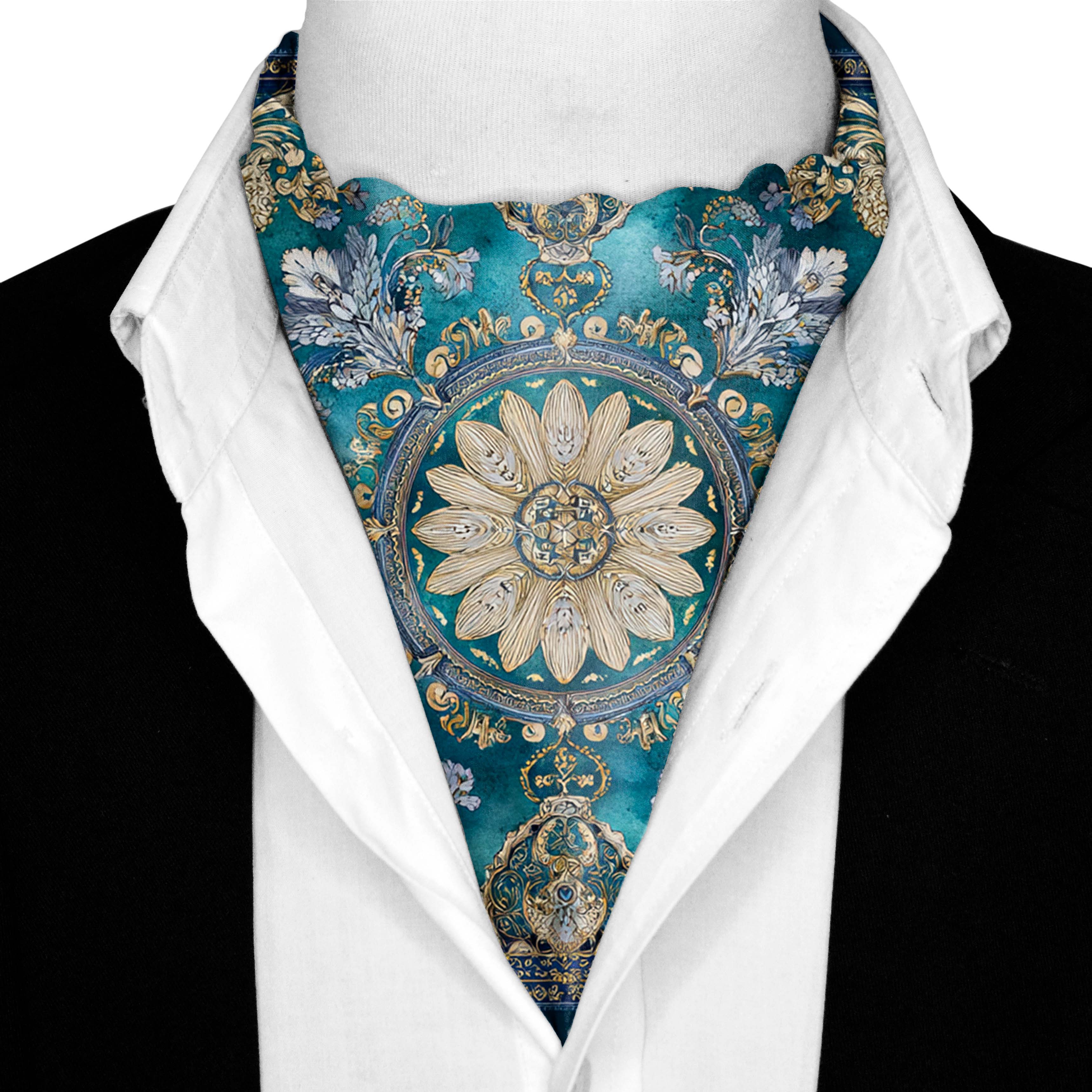 SORRENTO SILK ASCOT AND POCKET SQUARE SET – PREMIUM COLLECTION SORRENTO SILK ASCOT AND POCKET SQUARE SET – PREMIUM COLLECTION