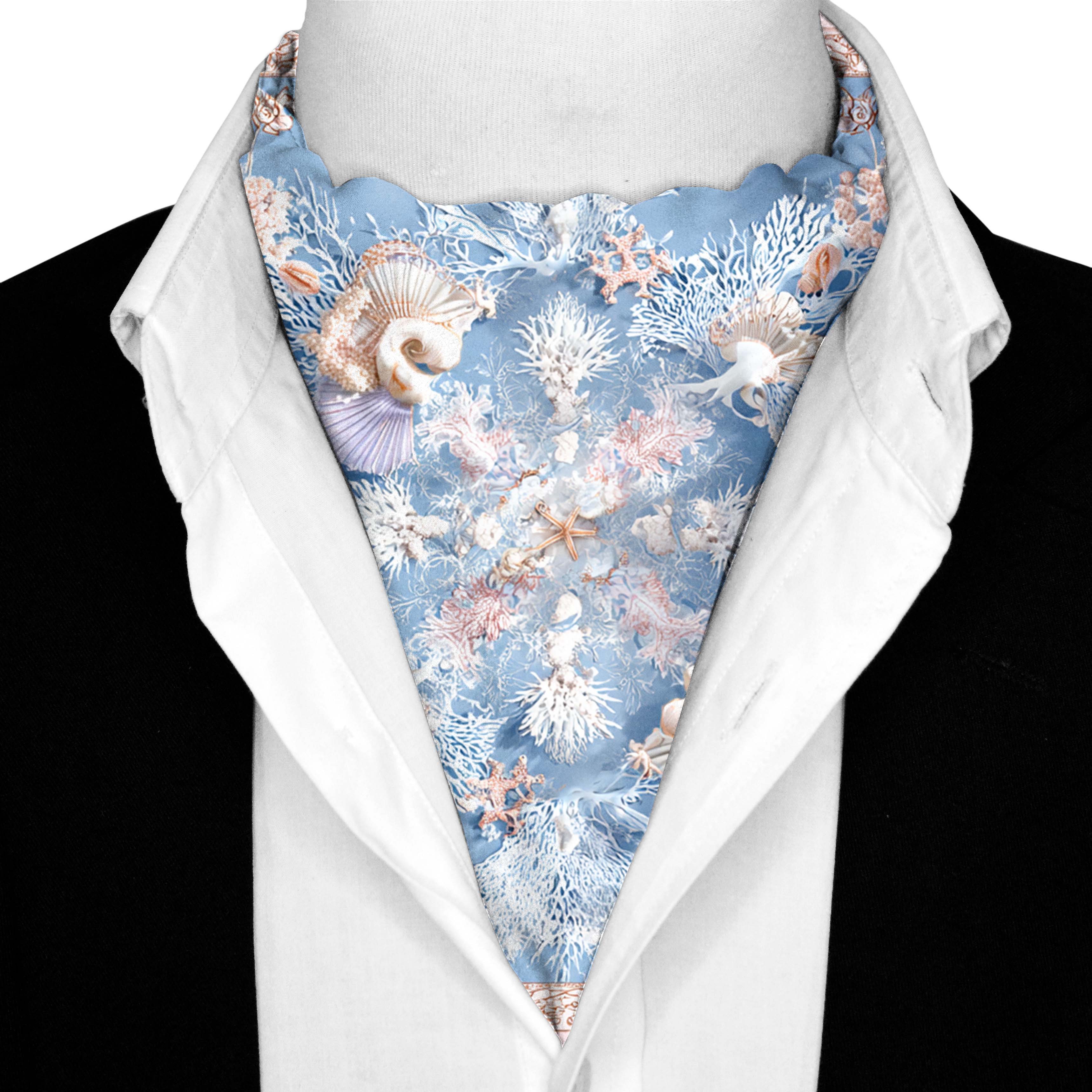 CORALIA SILK ASCOT AND POCKET SQUARE SET – PREMIUM COLLECTION CORALIA SILK ASCOT AND POCKET SQUARE SET – PREMIUM COLLECTION