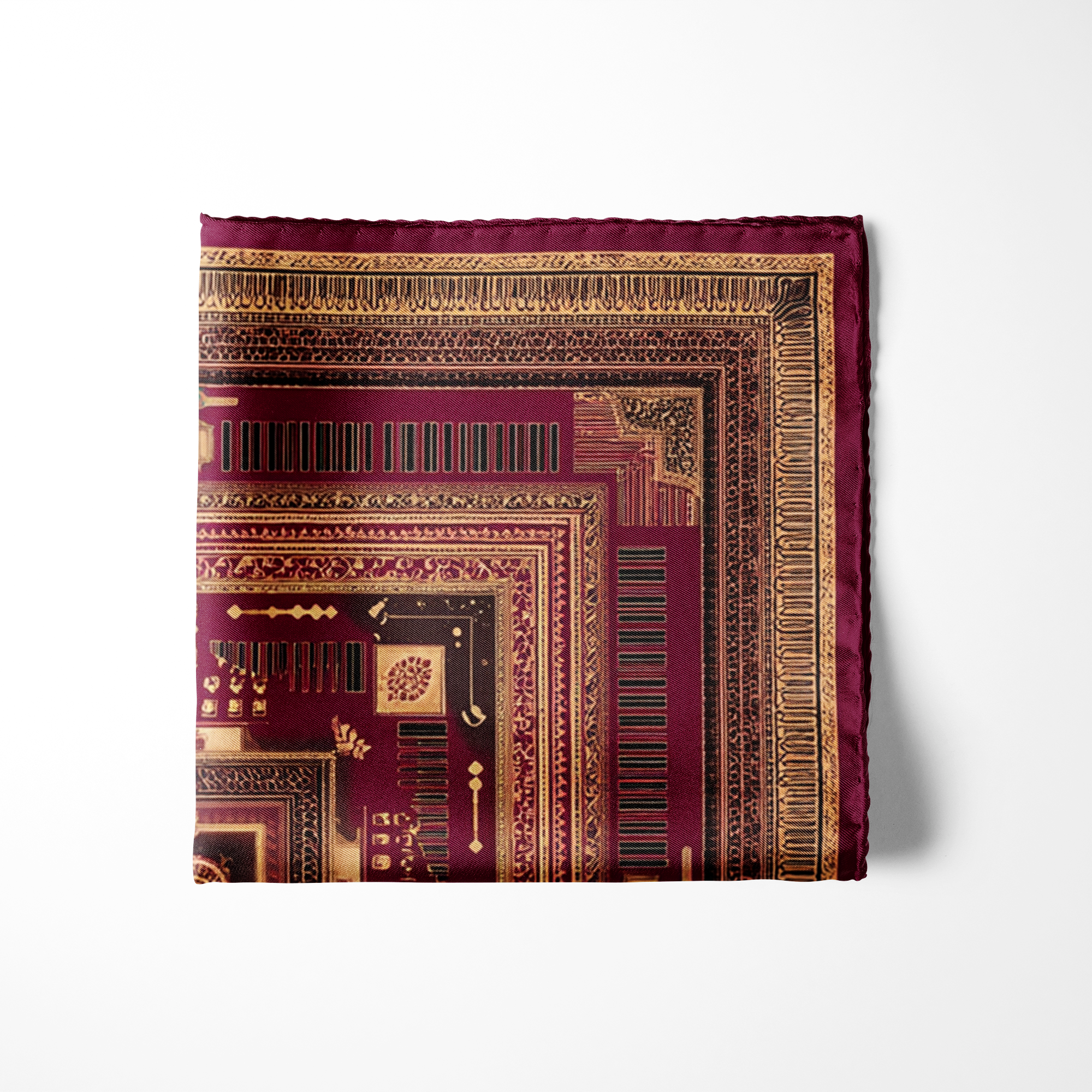 MANDALA FORT SILK POCKET SQUARE MANDALA FORT SILK POCKET SQUARE