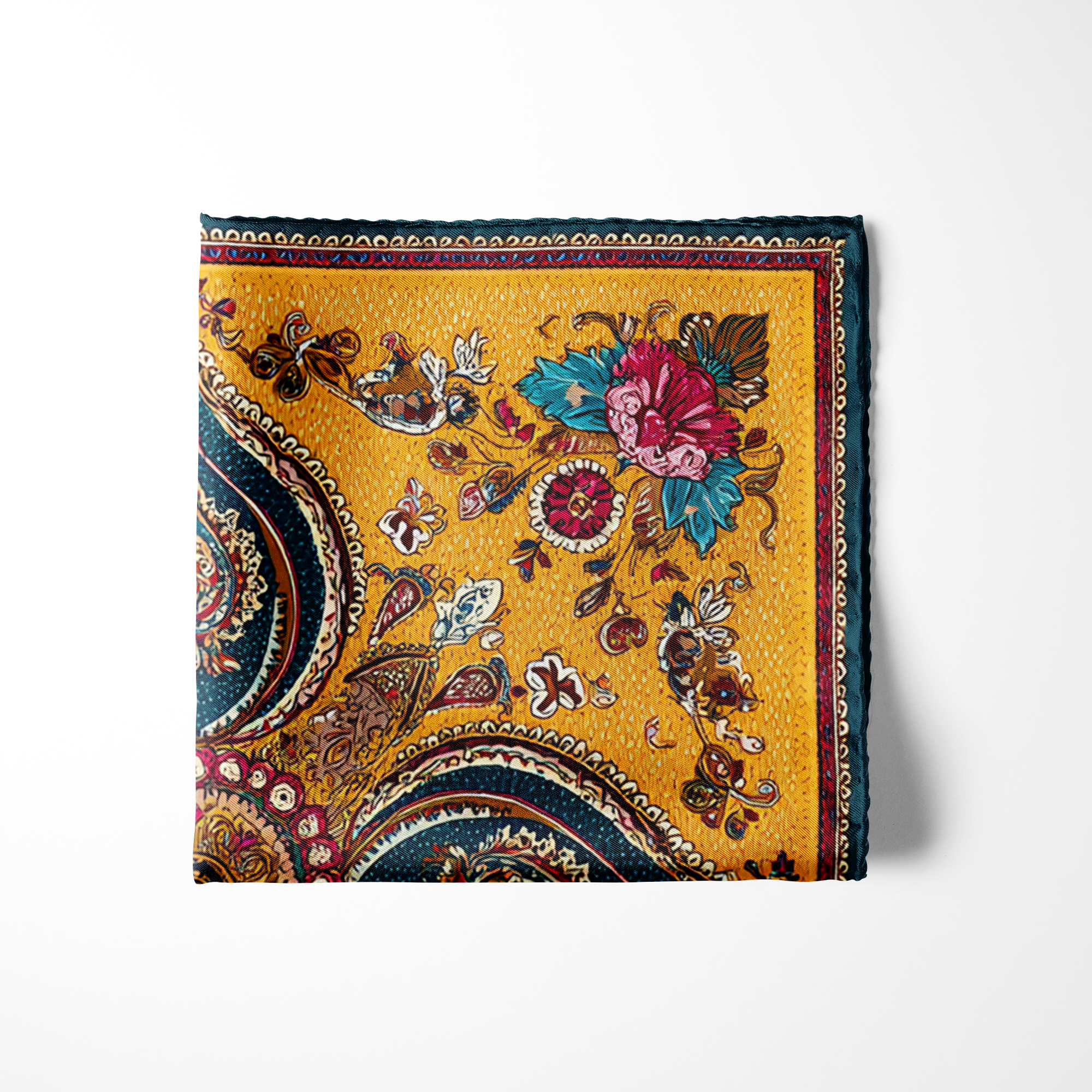 MARIGOLD BLOOM SILK POCKET SQUARE MARIGOLD BLOOM SILK POCKET SQUARE