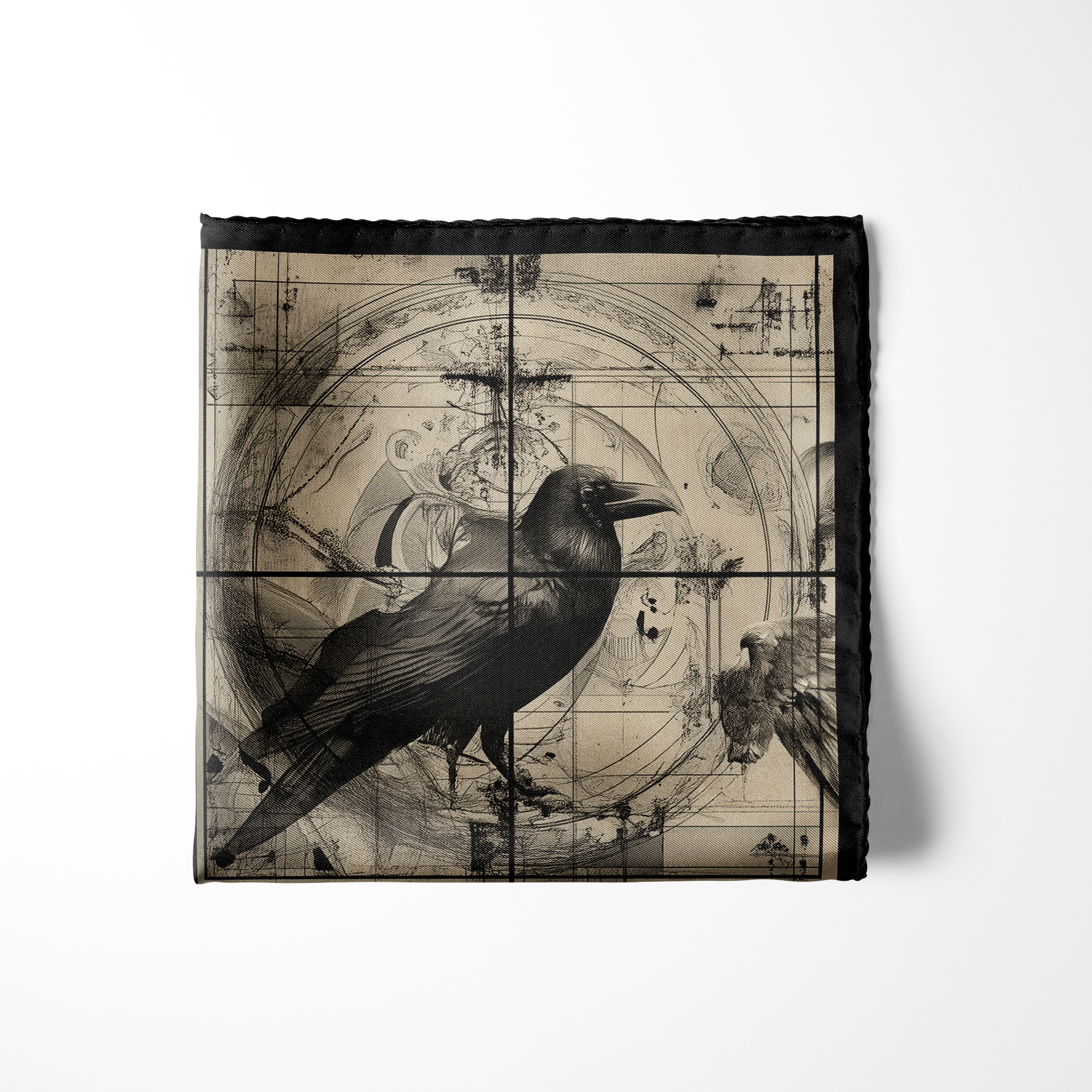 RAVEN SILK POCKET SQUARE RAVEN SILK POCKET SQUARE