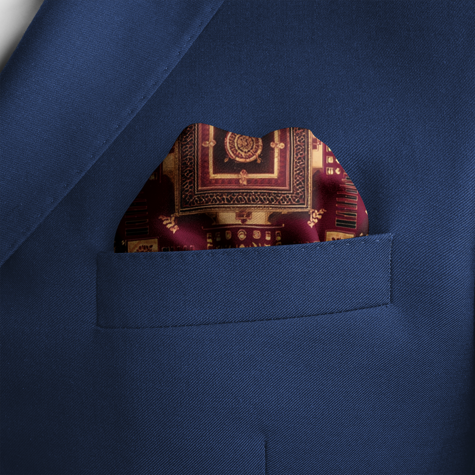 MANDALA FORT SILK POCKET SQUARE MANDALA FORT SILK POCKET SQUARE