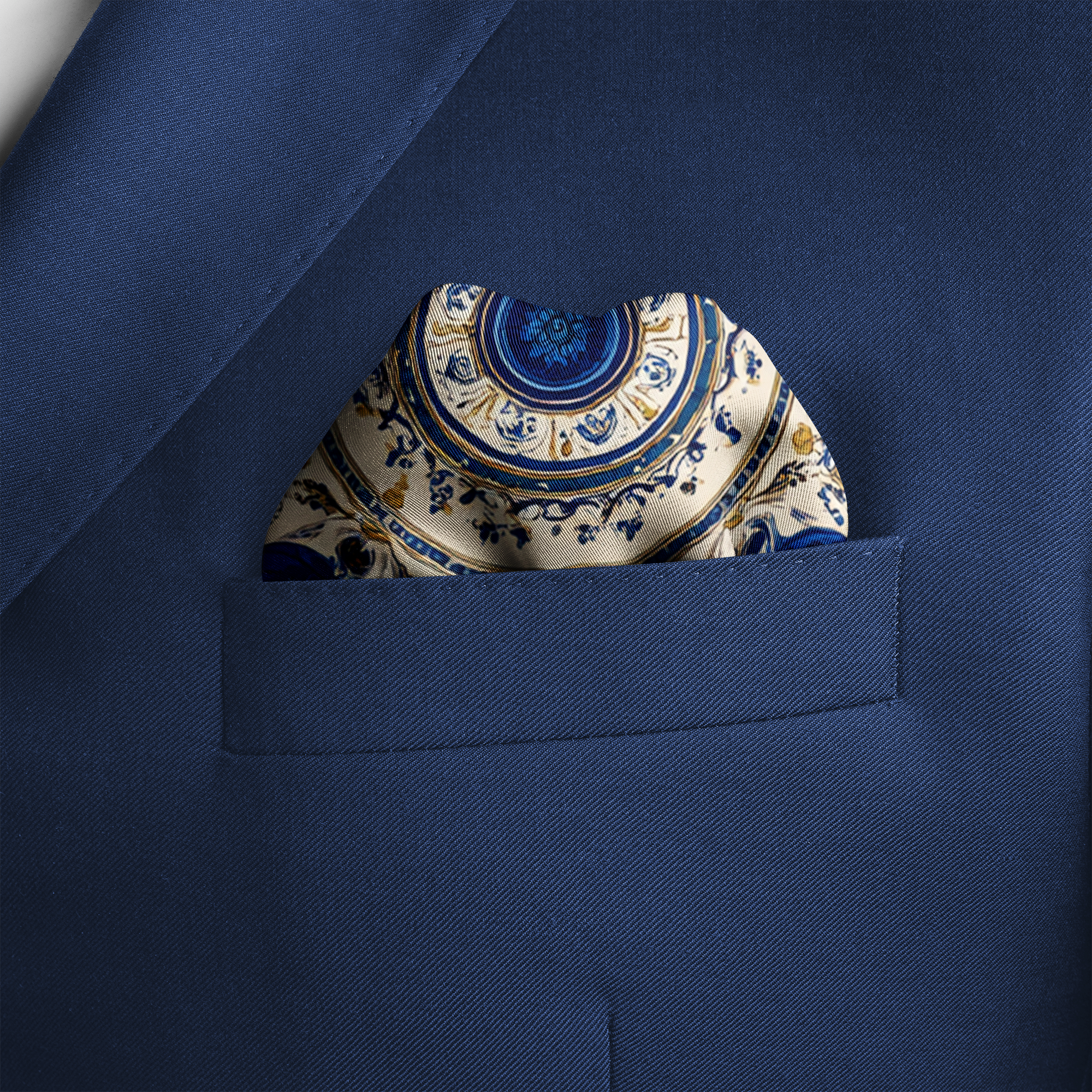 AZURE BLOOM SILK POCKET SQUARE AZURE BLOOM SILK POCKET SQUARE