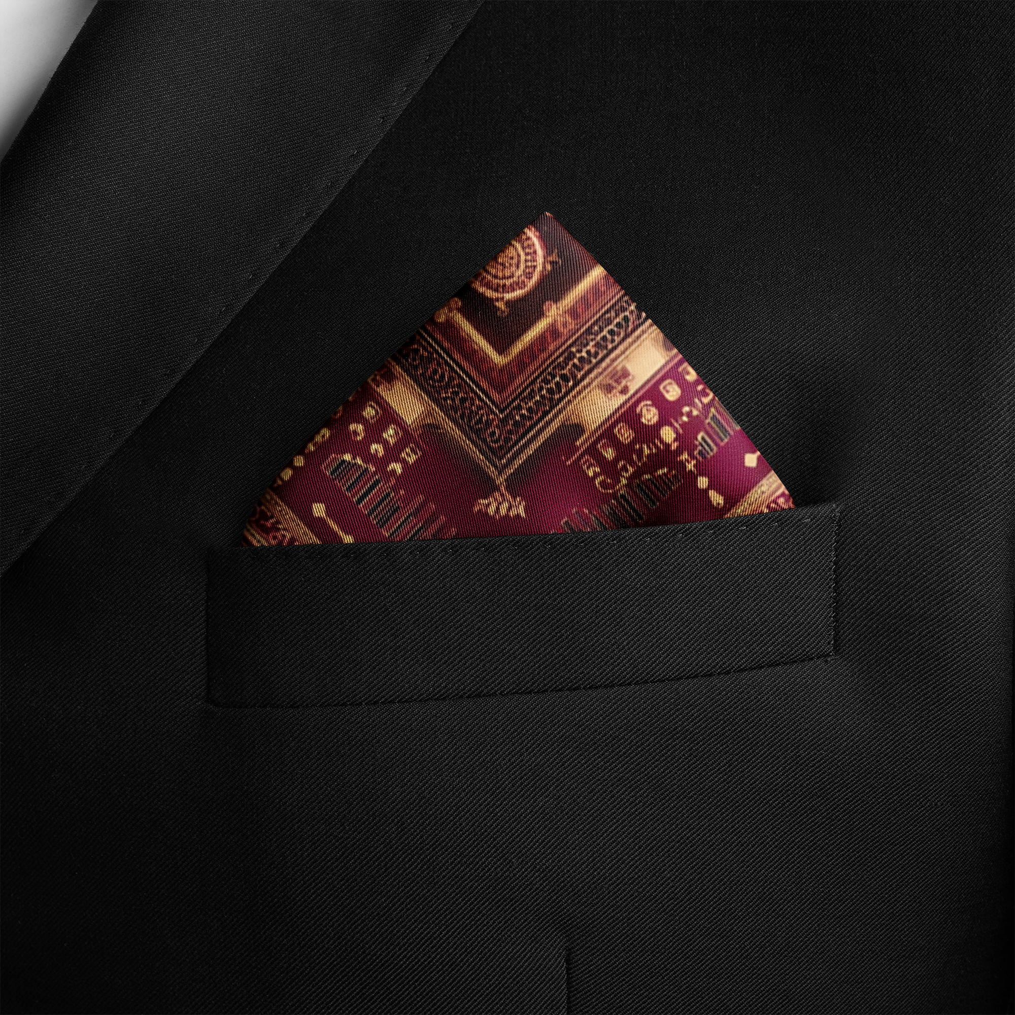 MANDALA FORT SILK POCKET SQUARE MANDALA FORT SILK POCKET SQUARE