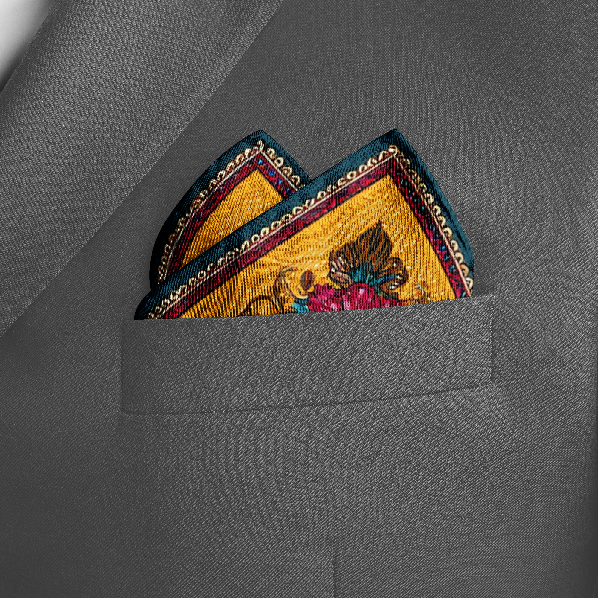 MARIGOLD BLOOM SILK POCKET SQUARE MARIGOLD BLOOM SILK POCKET SQUARE
