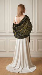 Imperial Dragon Silk Scarf – Black & Gold Long Ladies Scarf