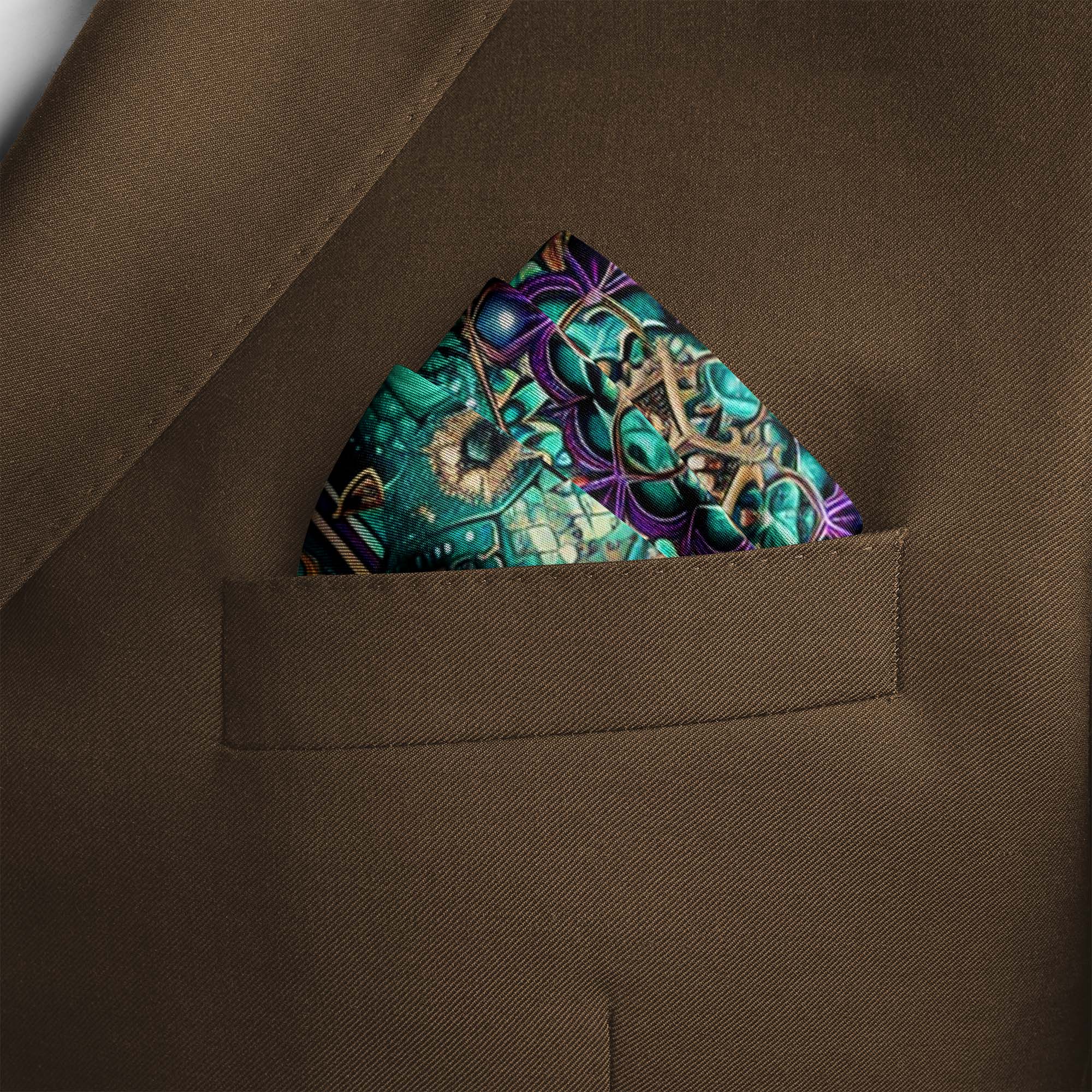 NEON MANDALA SILK POCKET SQUARE NEON MANDALA SILK POCKET SQUARE