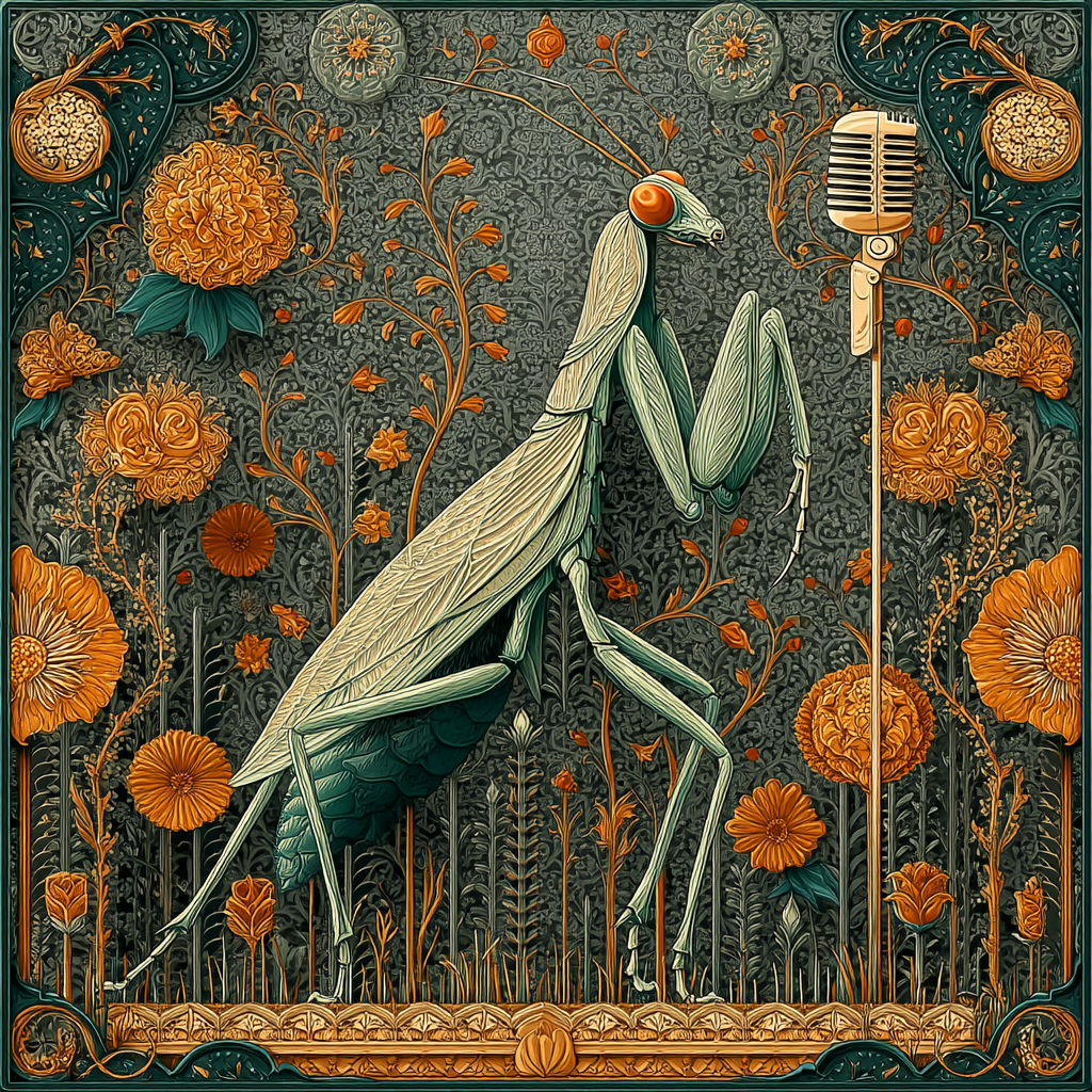 THE MANTIS SERENADE SILK HEAD SCARF THE MANTIS SERENADE SILK HEAD SCARF