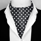 BLACK SMALL POLKA DOTS SILK ASCOT – PREMIUM COLLECTION