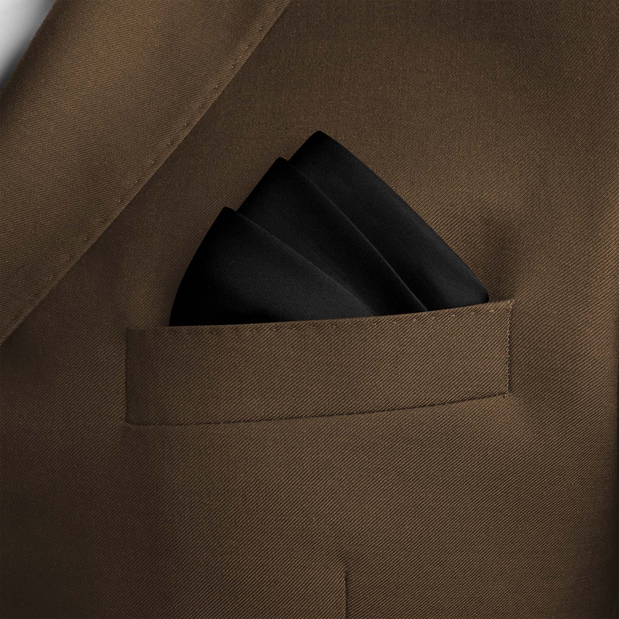 JET BLACK SILK POCKET SQUARE JET BLACK SILK POCKET SQUARE