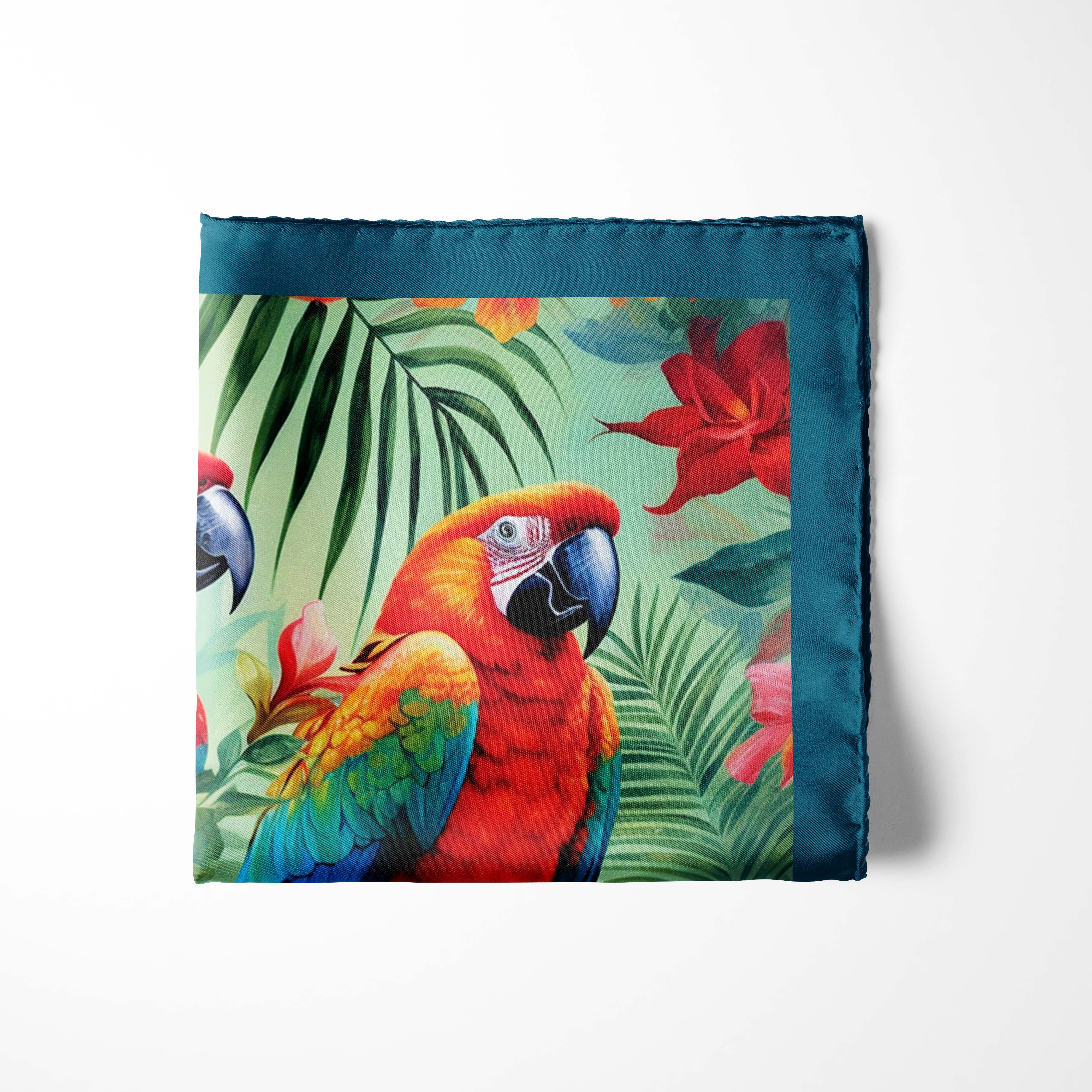 BIRDS AND JUNGLE SILK POCKET SQUARE BIRDS AND JUNGLE SILK POCKET SQUARE