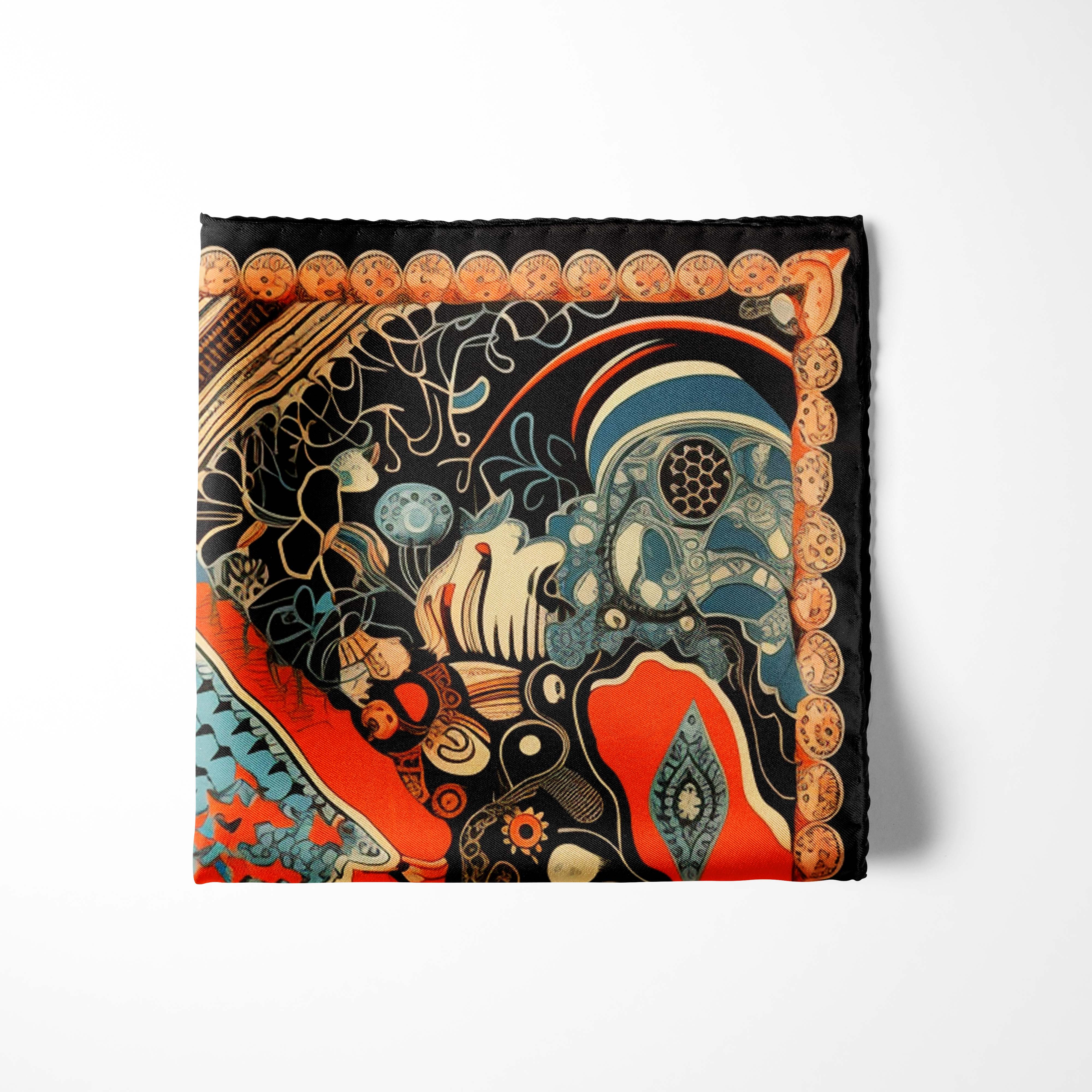 Printed Pocket Square | Unique Pocket Square | Black Wolf Printed Pocket Square | Unique Pocket Square | Black Wolf