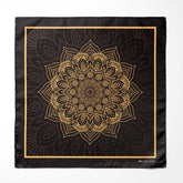 BLACK AND GOLD ORNAMENT SILK POCKET SQUARE