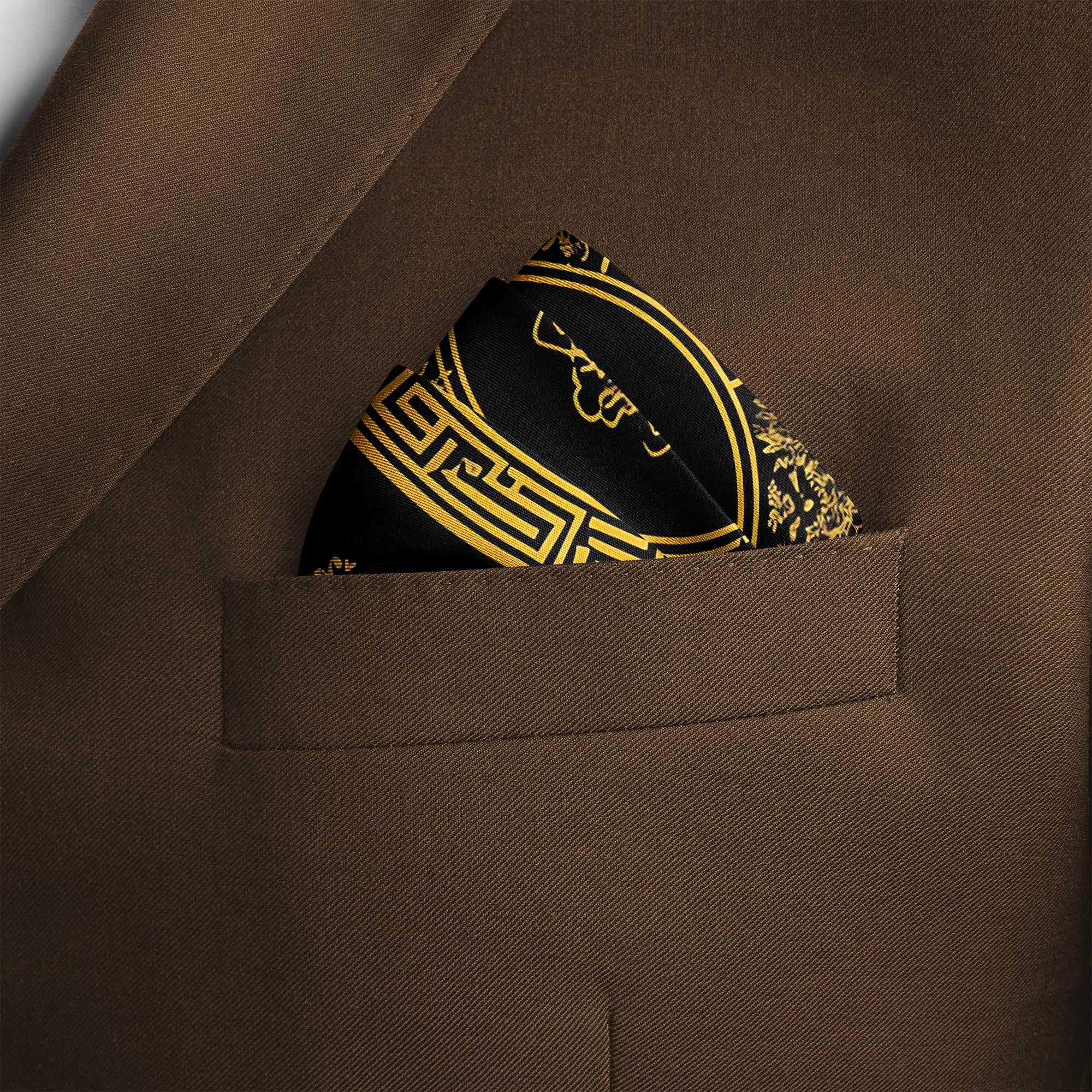 GOLDEN BAROQUE SILK POCKET SQUARE GOLDEN BAROQUE SILK POCKET SQUARE