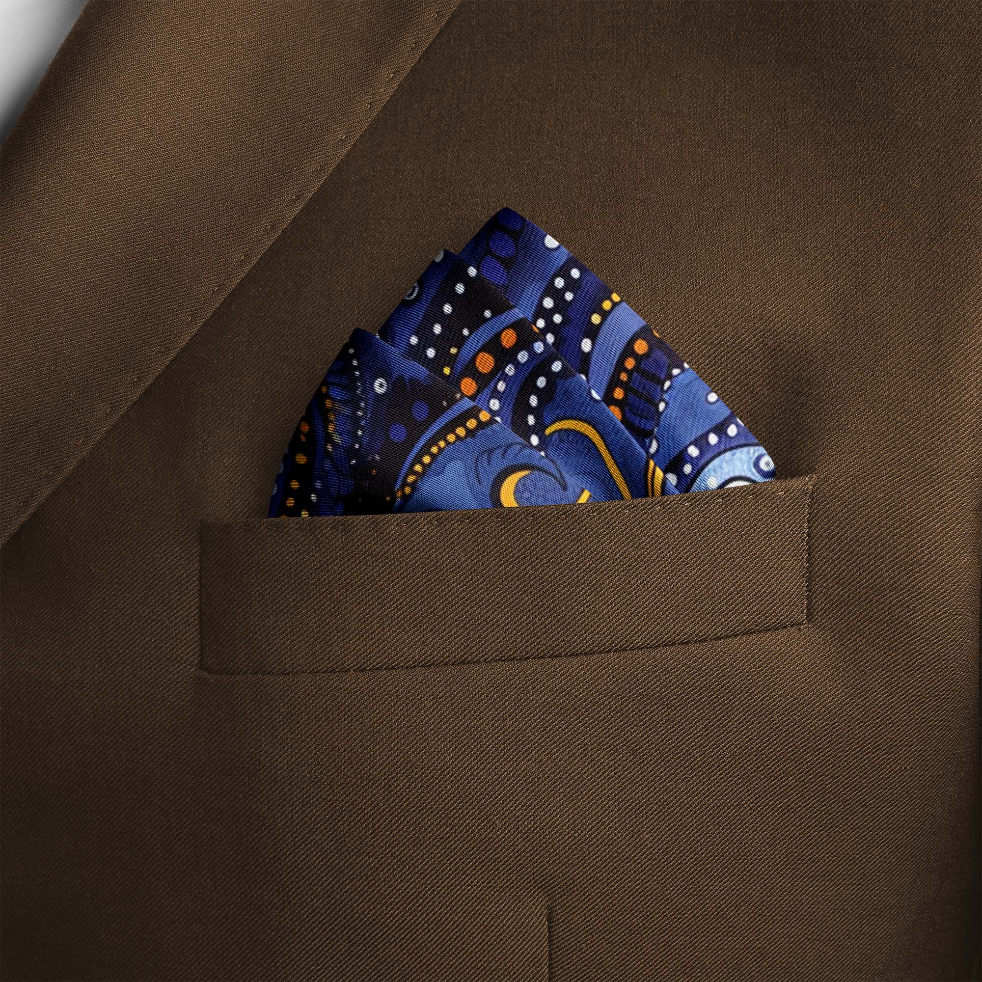 HAND DRAWN ABSTRACT SILK POCKET SQUARE HAND DRAWN ABSTRACT SILK POCKET SQUARE