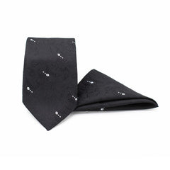 BLACK MIRAGE TIE AND POCKET SQUARE SET