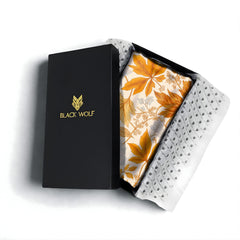 GOLDEN FOLIAGE SILK LONG LADIES SCARF