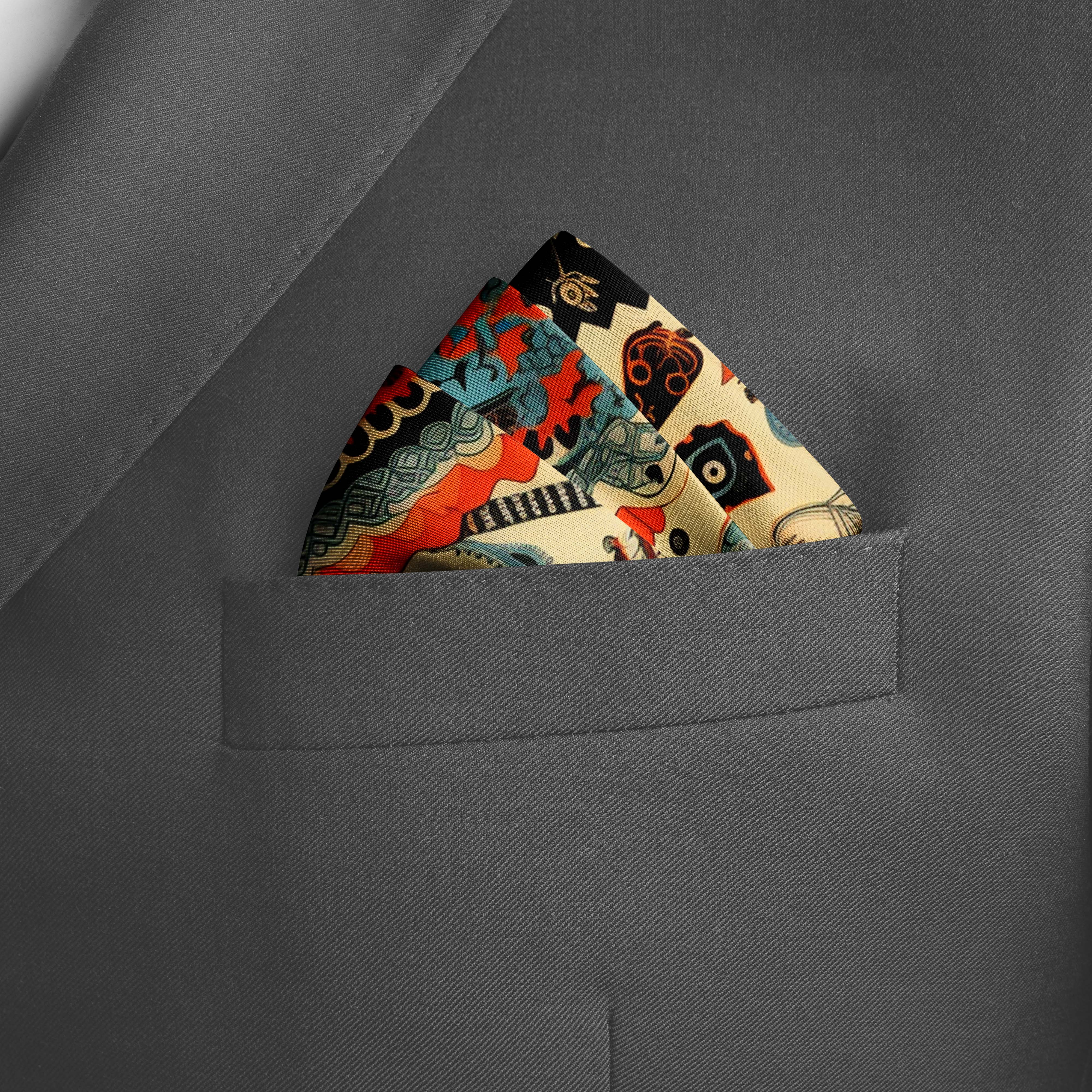 Printed Pocket Square | Unique Pocket Square | Black Wolf Printed Pocket Square | Unique Pocket Square | Black Wolf