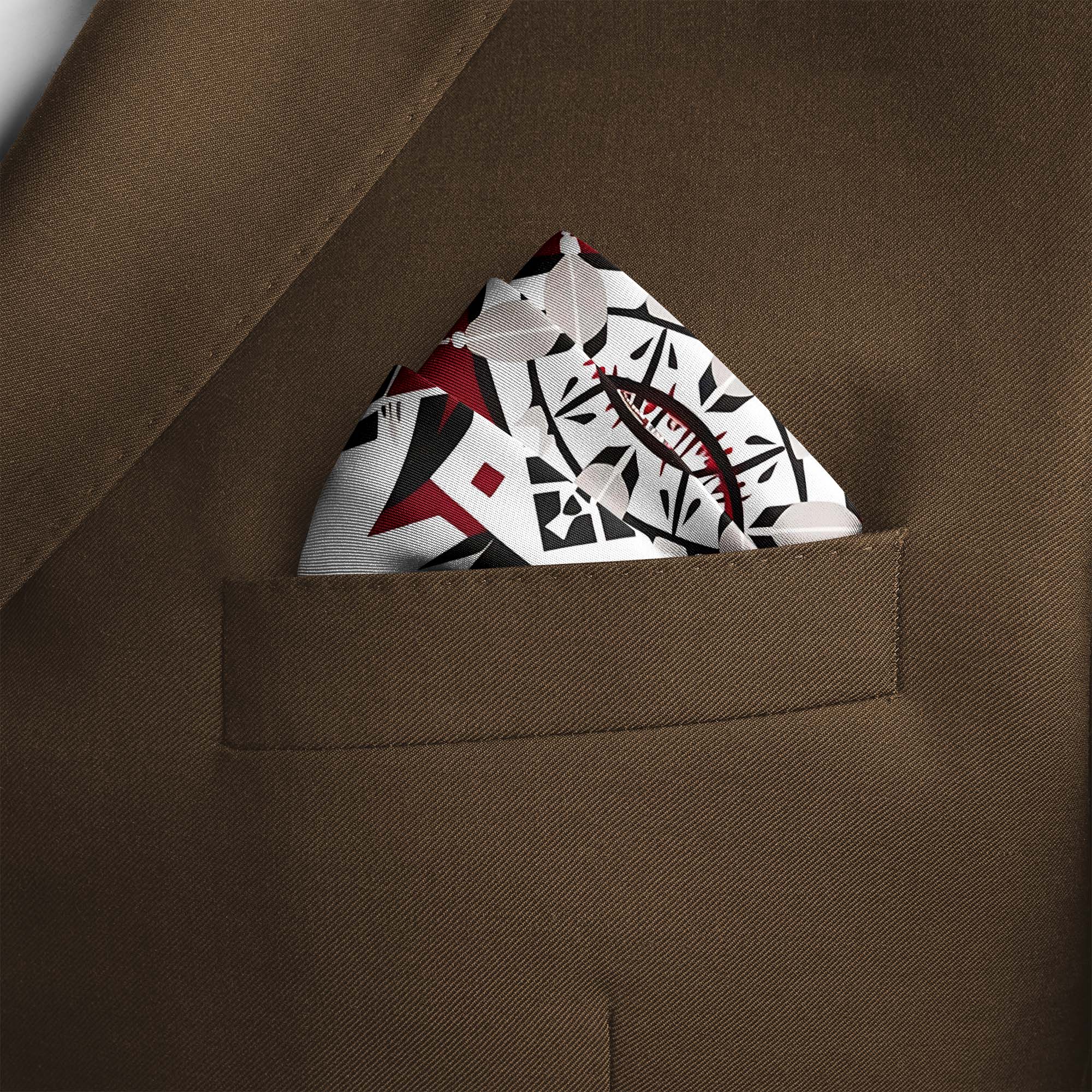 RED ALPANA SILK POCKET SQUARE RED ALPANA SILK POCKET SQUARE