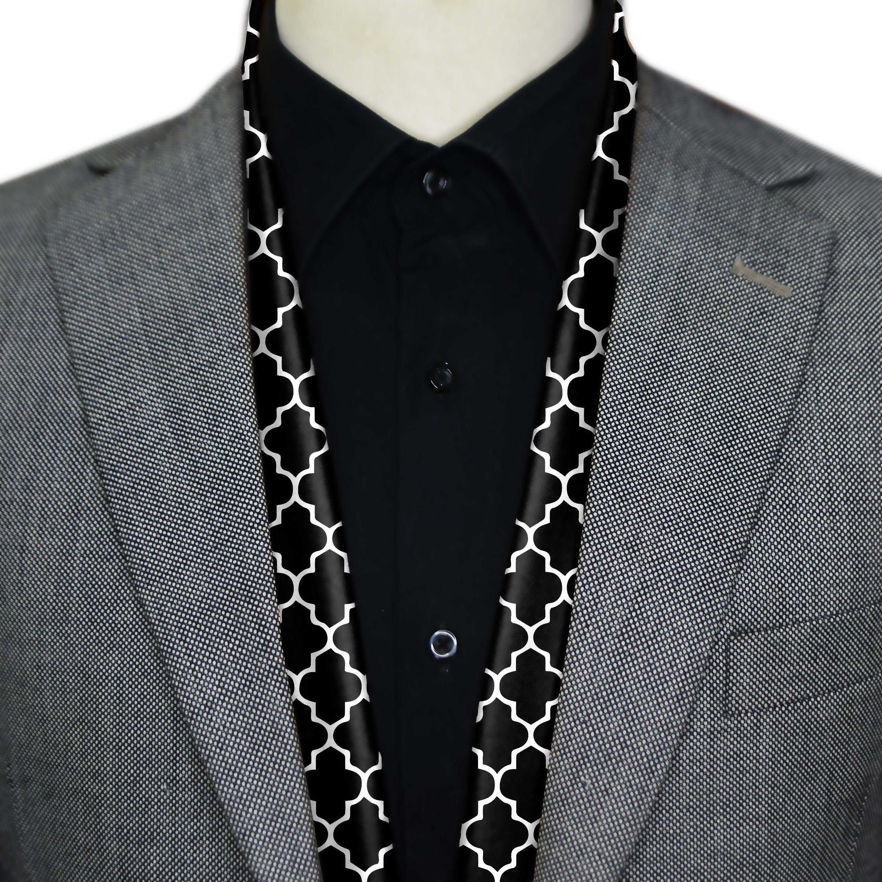 SILVER GEOMETRIC MEN SCARF - PREMIUM COLLECTION SILVER GEOMETRIC MEN SCARF - PREMIUM COLLECTION
