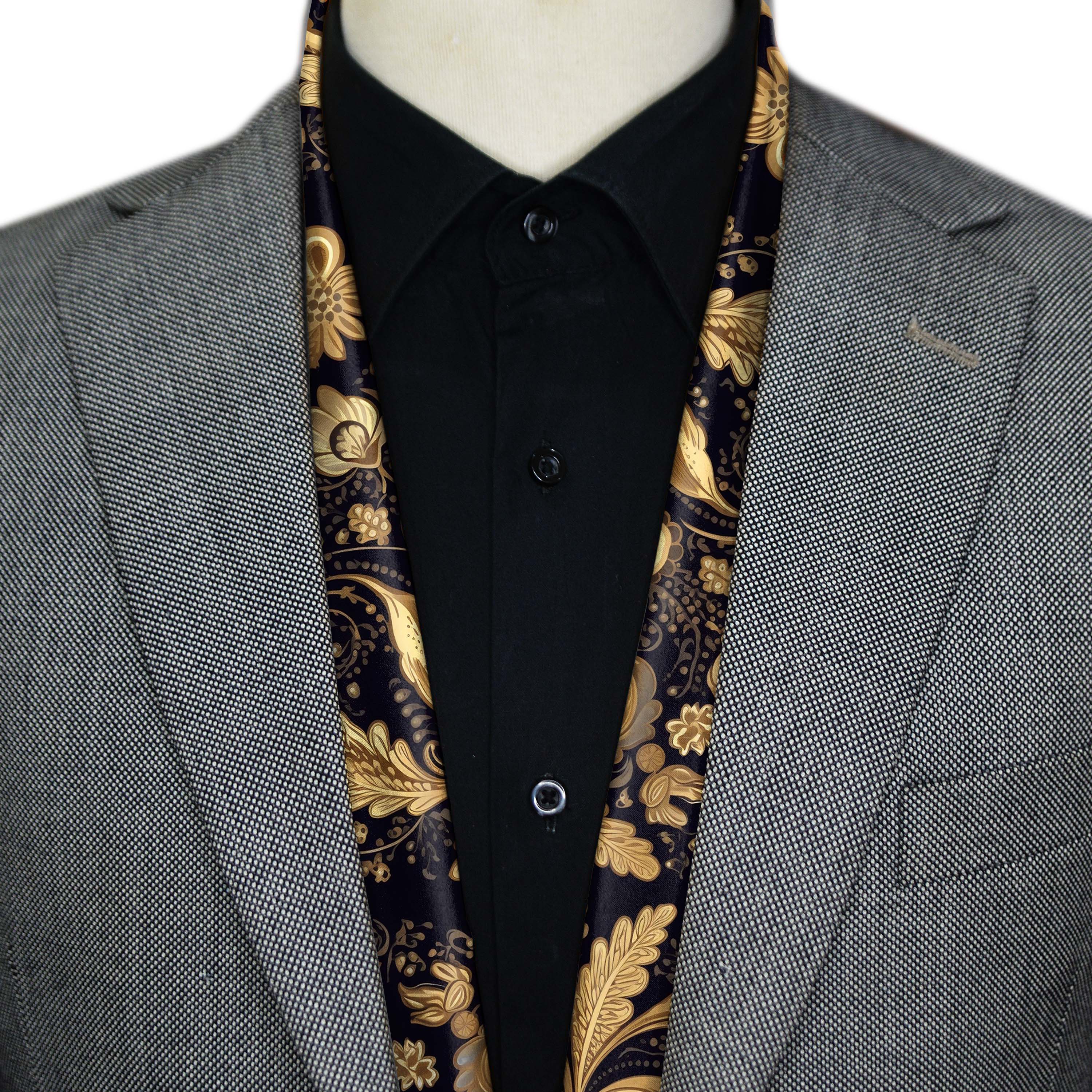WILLIAM MORRIS GOLD AND BLACK MEN SCARF - PREMIUM COLLECTION WILLIAM MORRIS GOLD AND BLACK MEN SCARF - PREMIUM COLLECTION