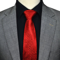 RED VINE PAISLEY SELF PRINTED TIE