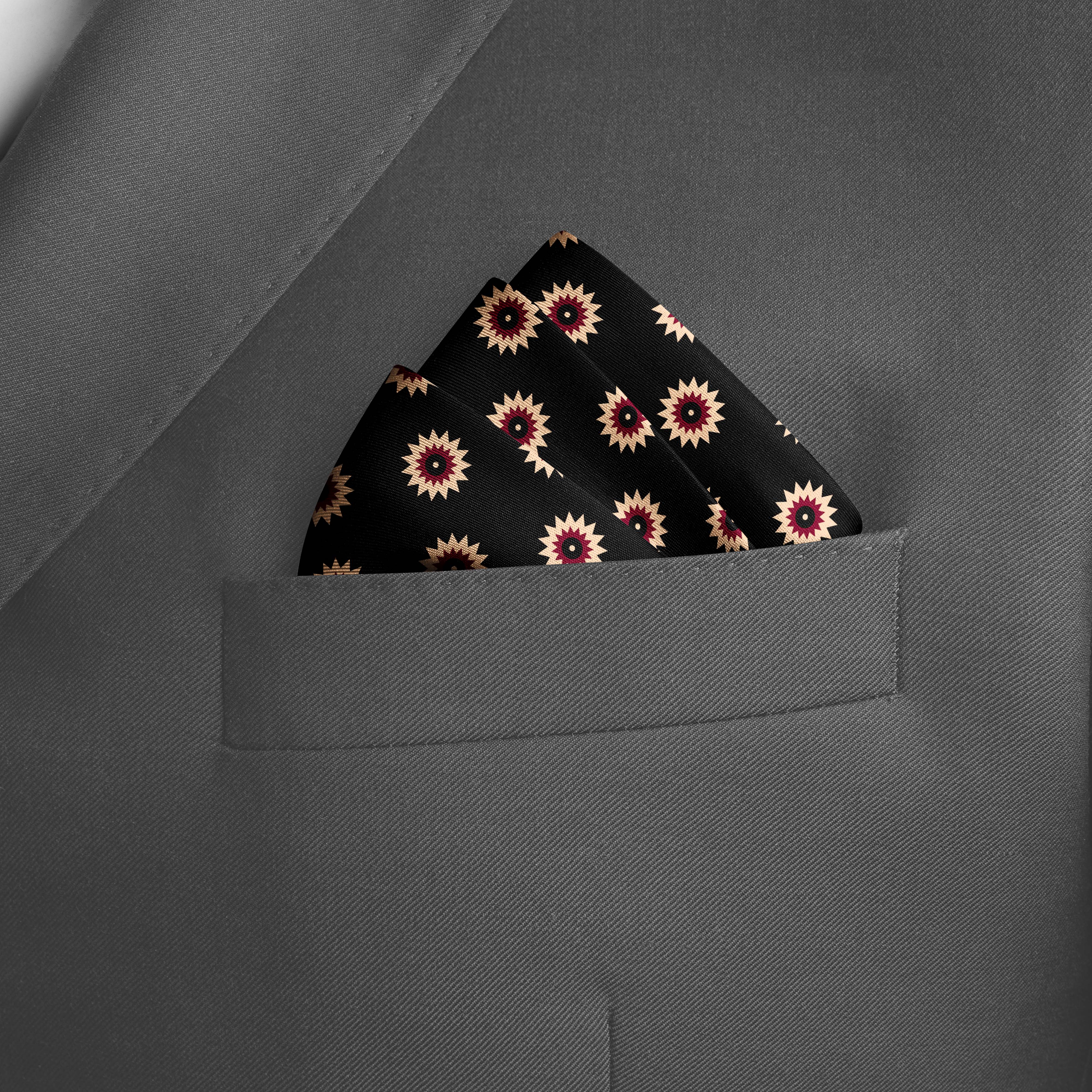 BLACK REVISABLE SILK POCKET SQUARE BLACK REVISABLE SILK POCKET SQUARE