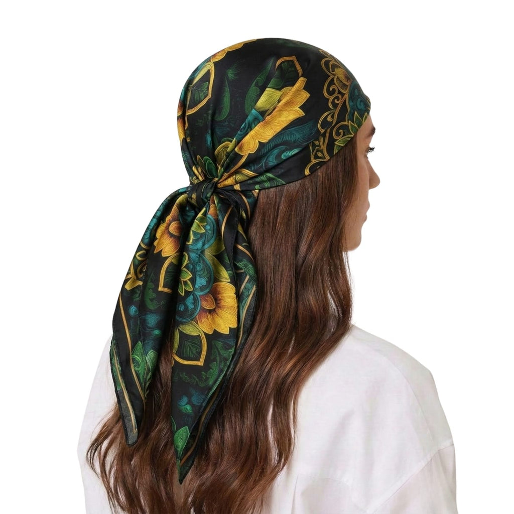 A VIBRANT MANDALA SILK HEAD SCARF