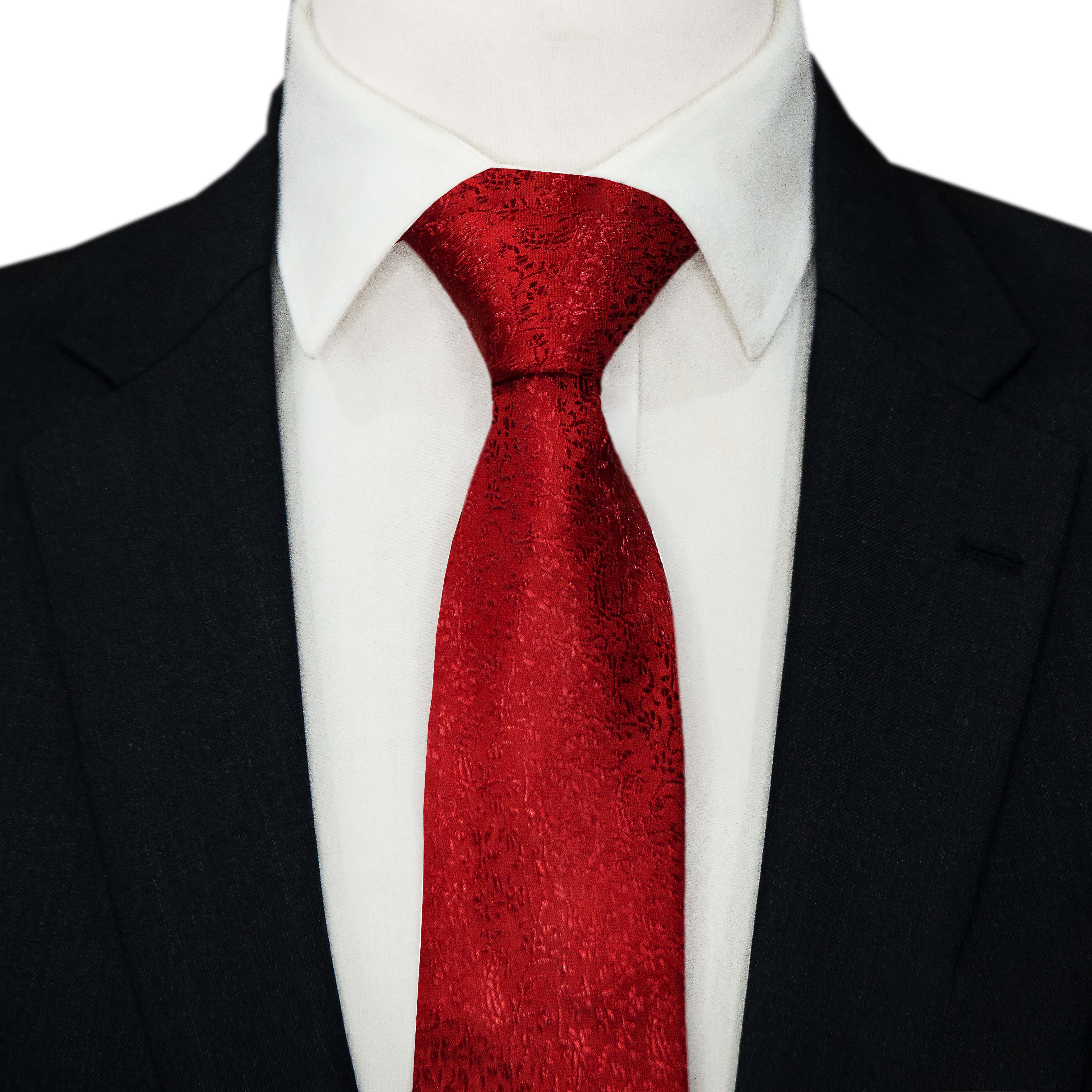 RED VINE PAISLEY SELF PRINTED TIE