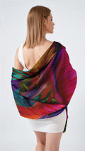 RAINBOW FLAMINGO SILK LONG LADIES SCARF
