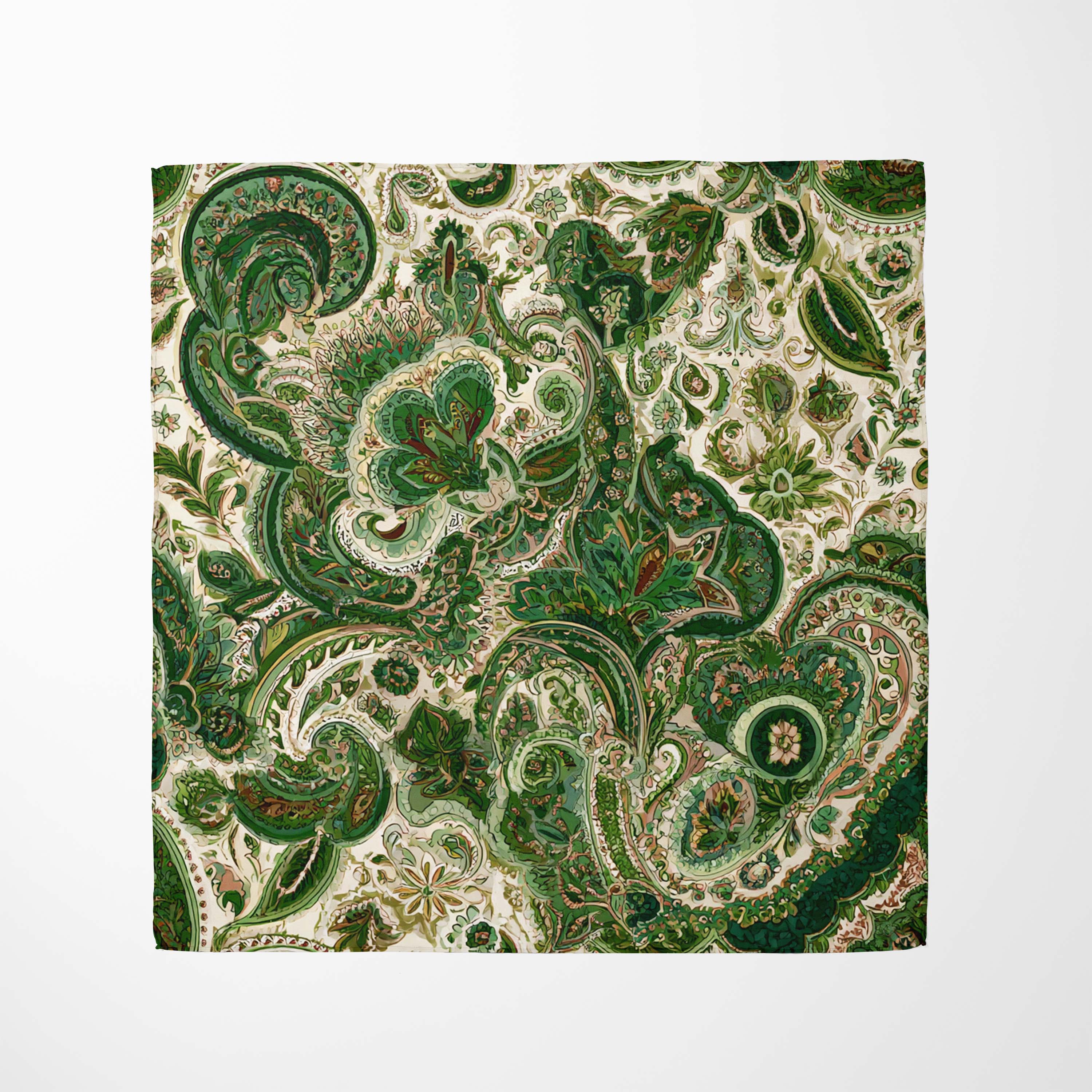 EMERALD PAISLEY SILK HEAD SCARF