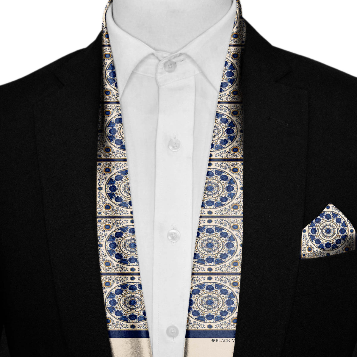 AZURE BLOOM MEN SCARF AND POCKET SQUARE SET – PREMIUM COLLECTION