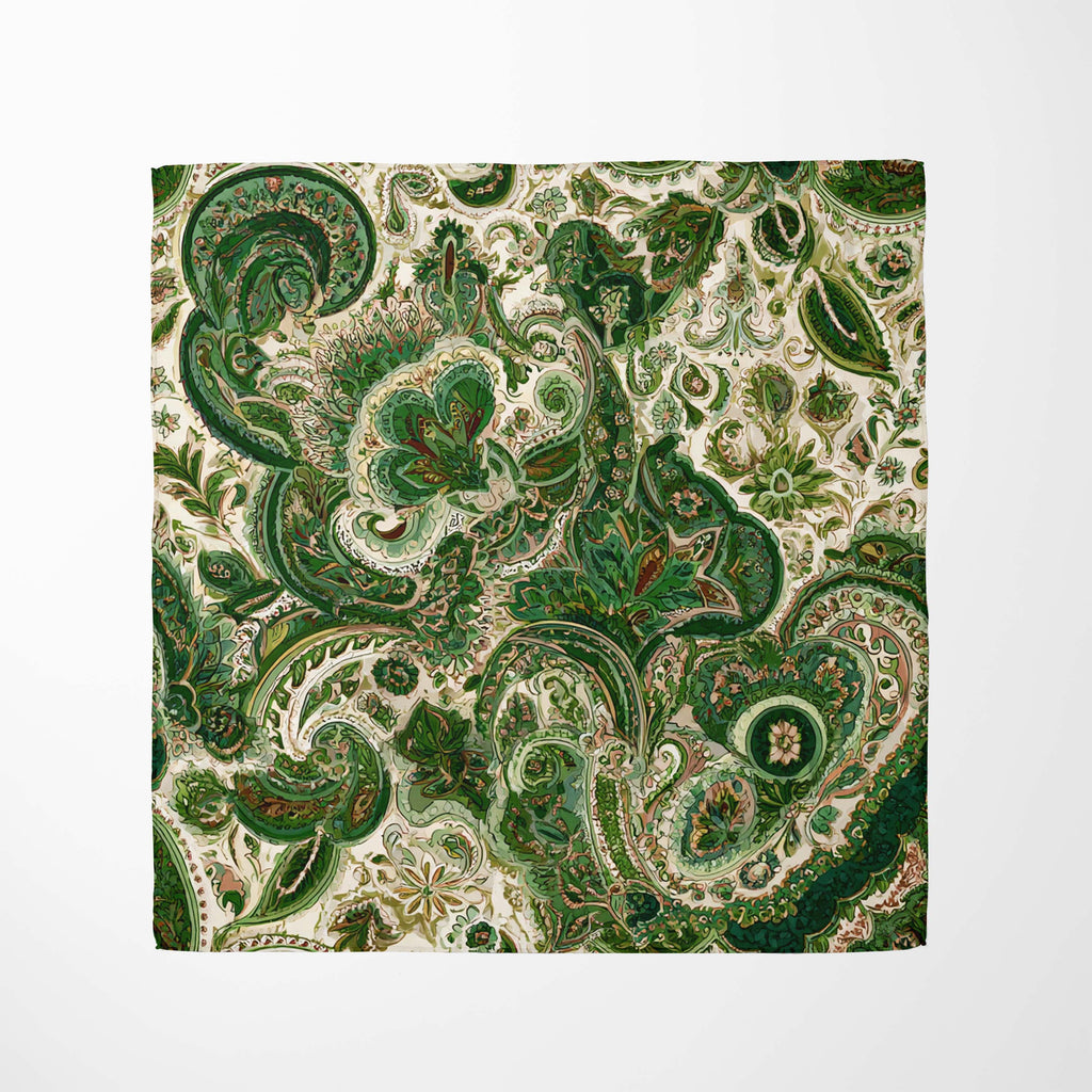 EMERALD PAISLEY SILK BANDANA