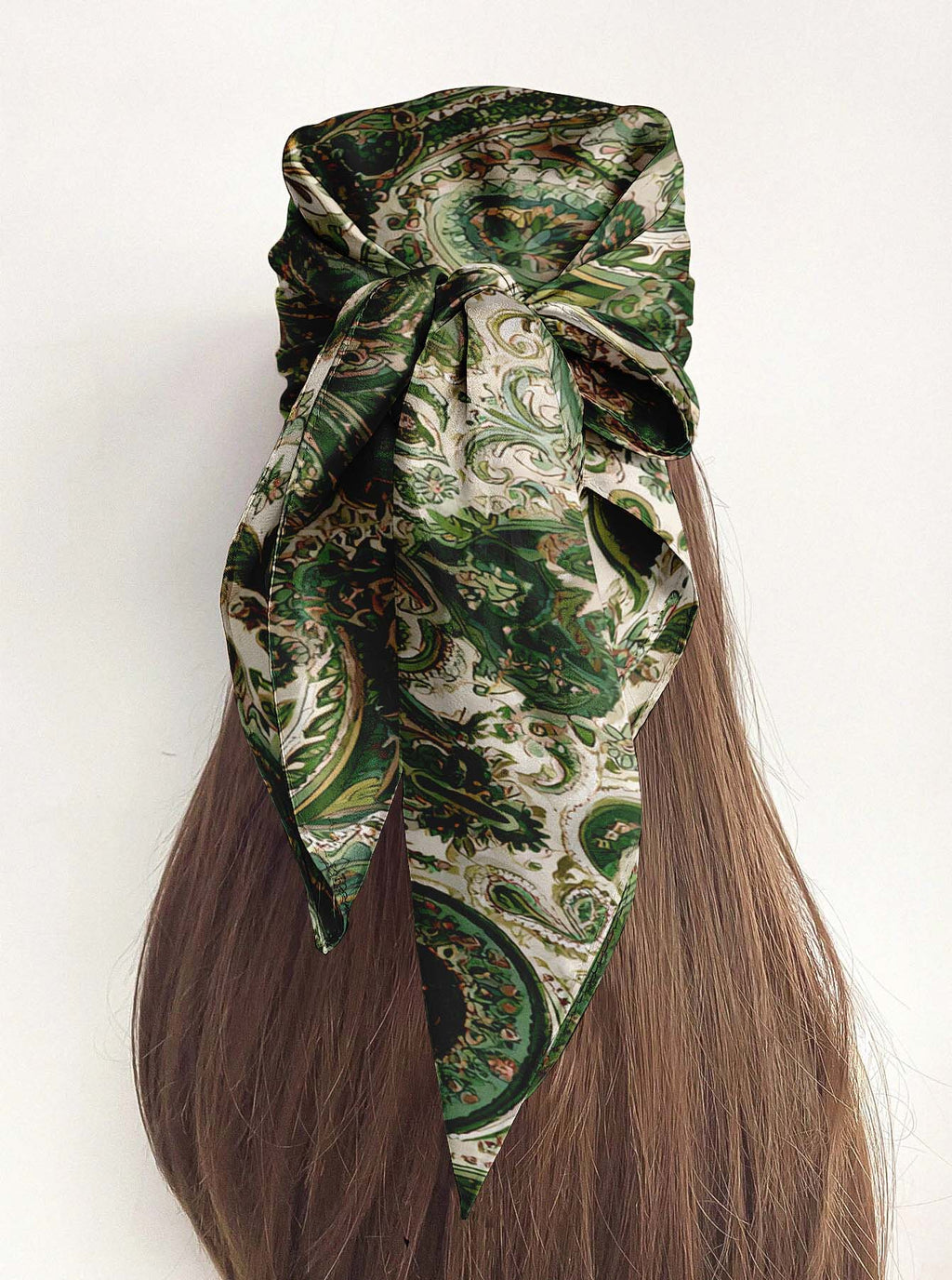 EMERALD PAISLEY SILK HEAD SCARF