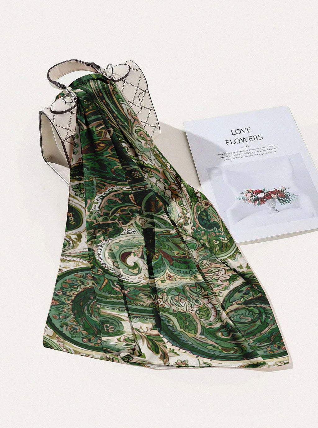 EMERALD PAISLEY SILK HEAD SCARF