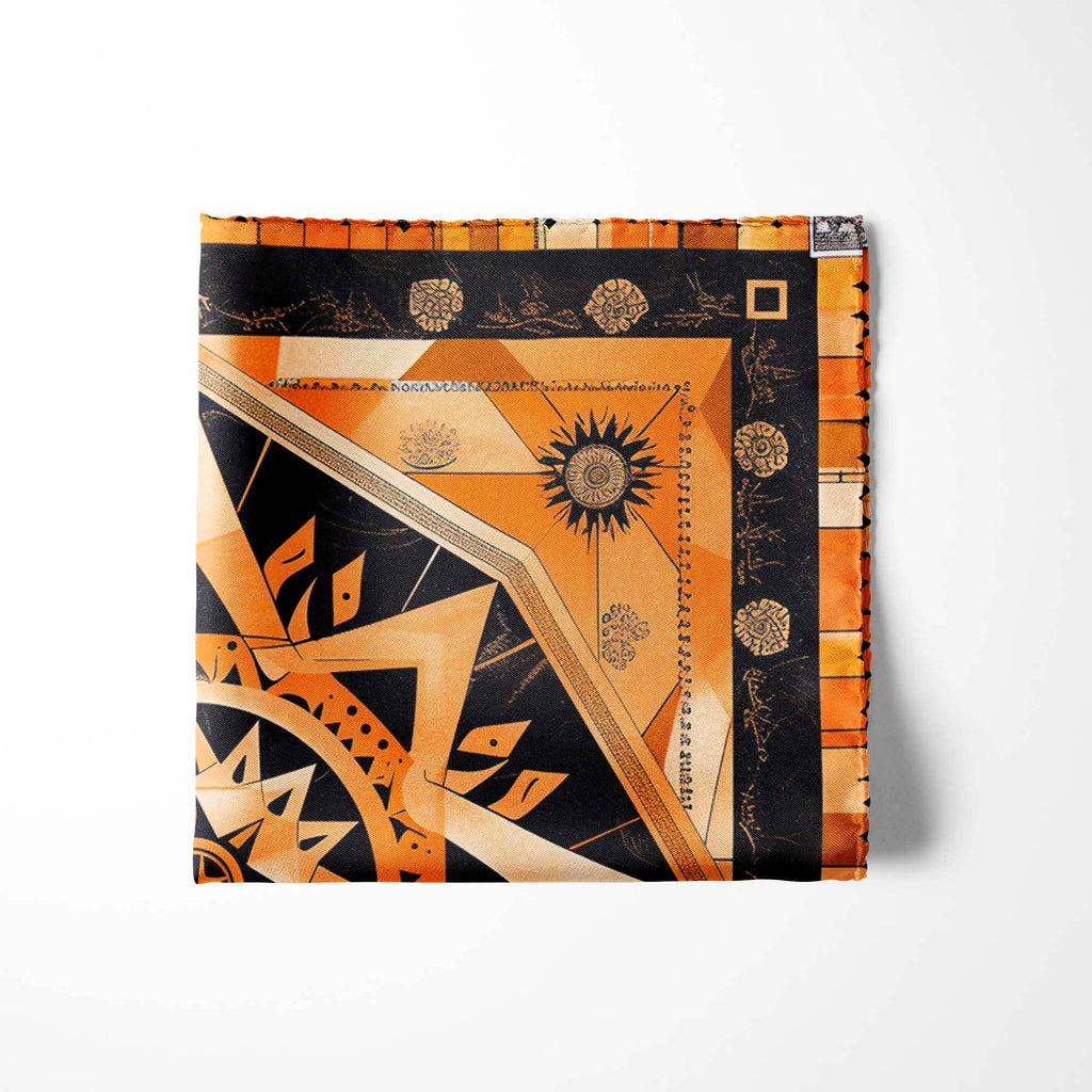 FOLK ART PATTERN SILK POCKET SQUARE
