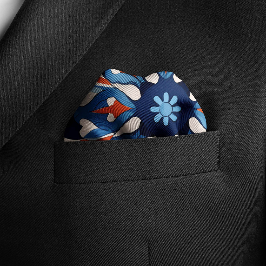 SPANISH FLORAL SILK POCKET SQUARE