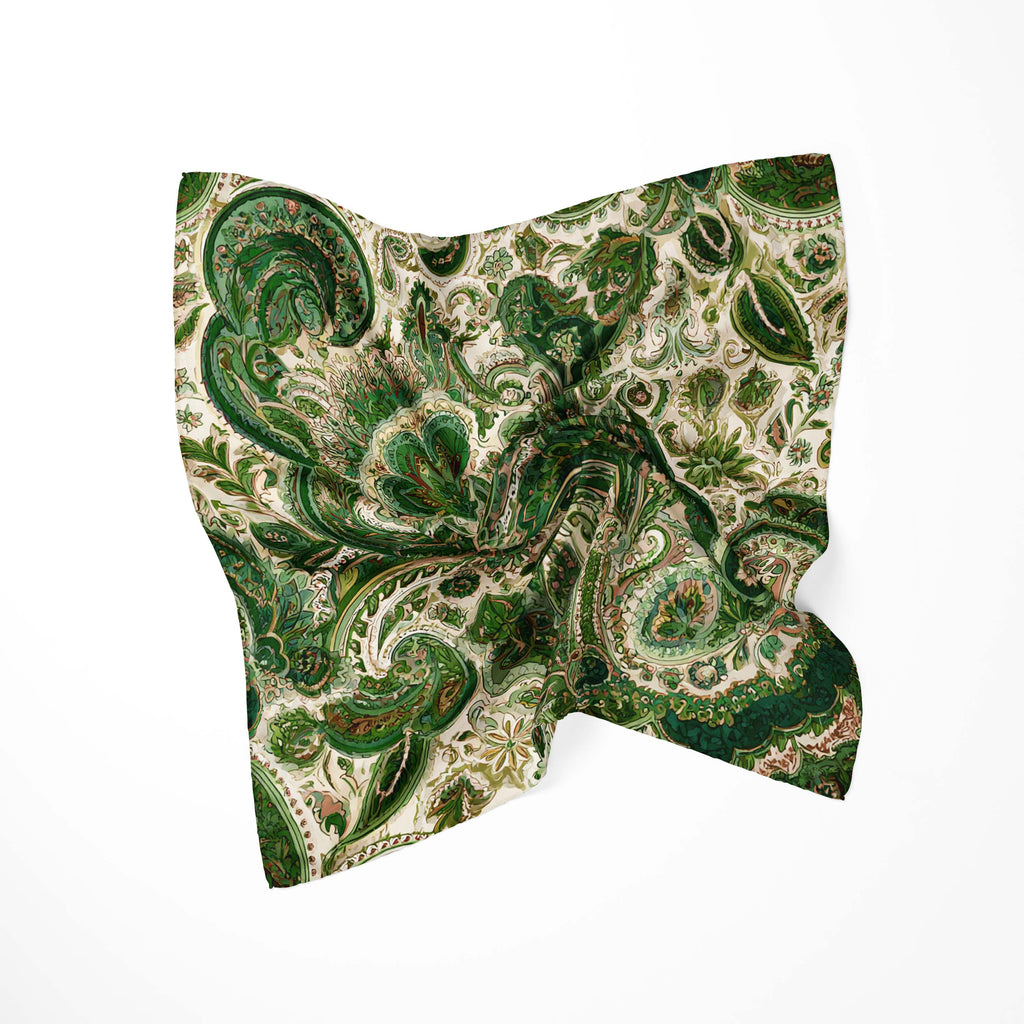EMERALD PAISLEY SILK BANDANA