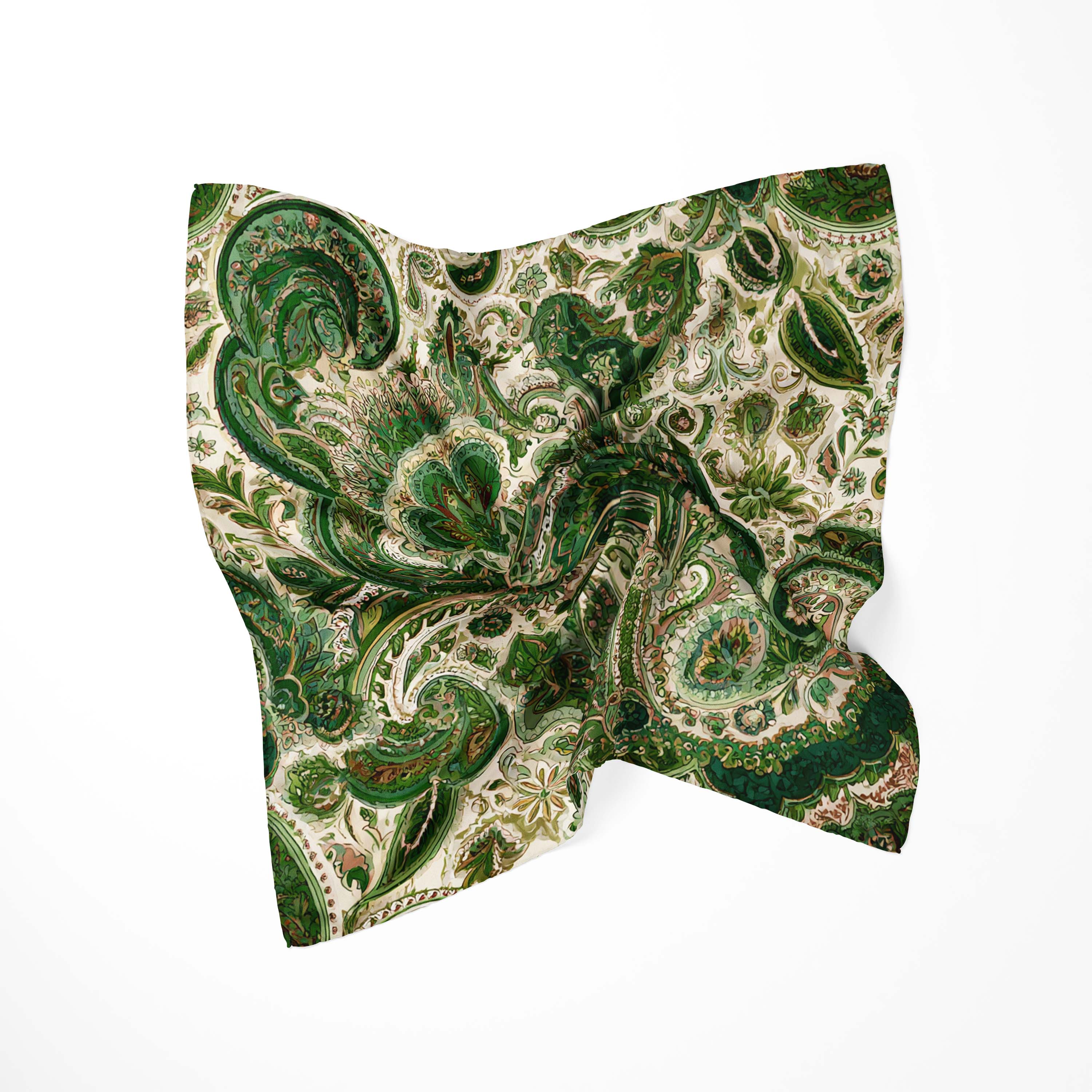 EMERALD PAISLEY SILK BANDANA