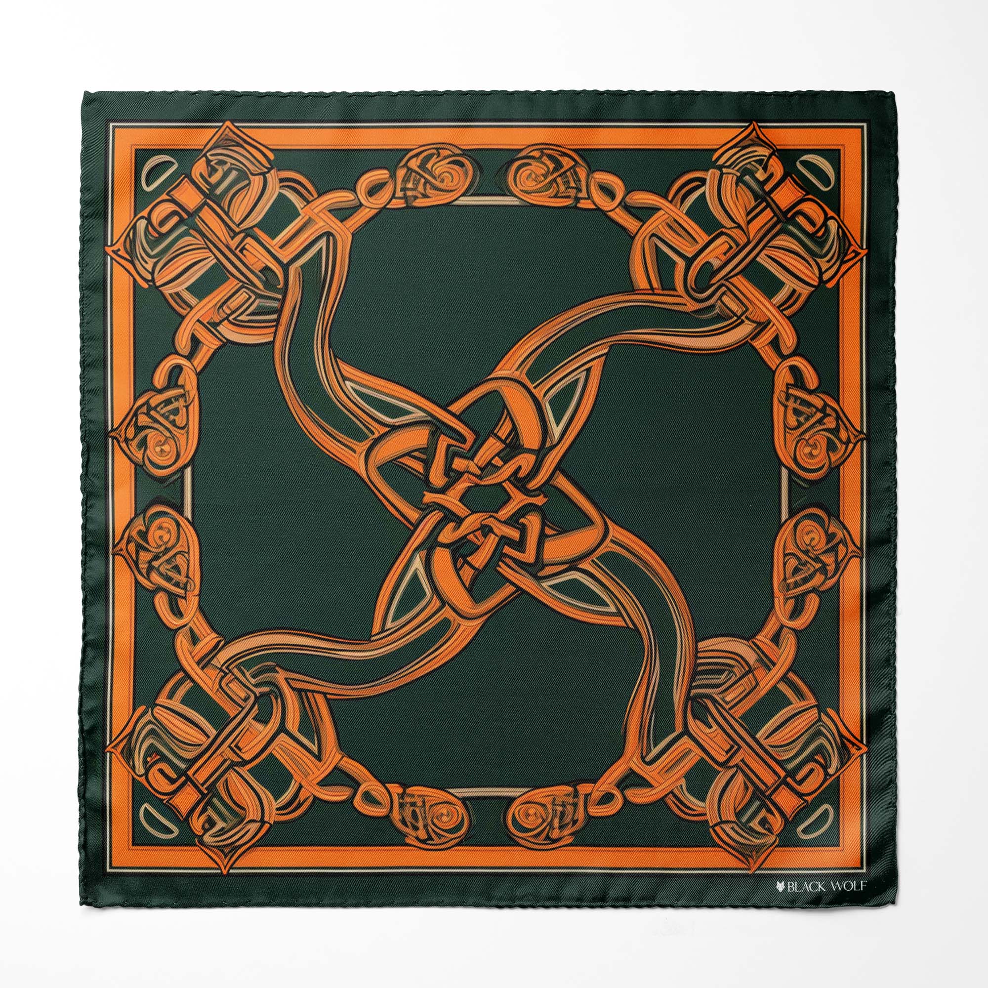 GREEN CELTIC SILK POCKET SQUARES