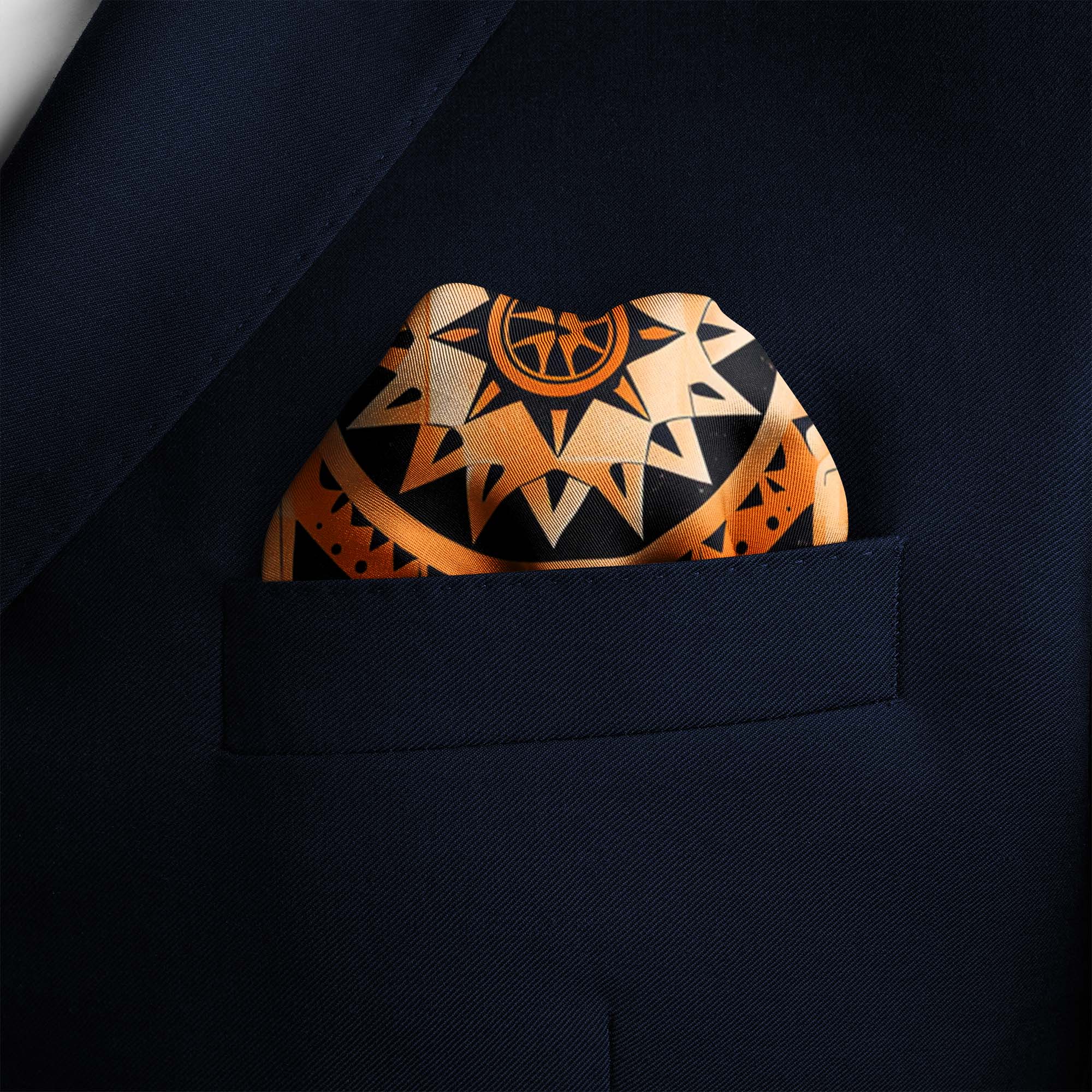 FOLK ART PATTERN SILK POCKET SQUARE