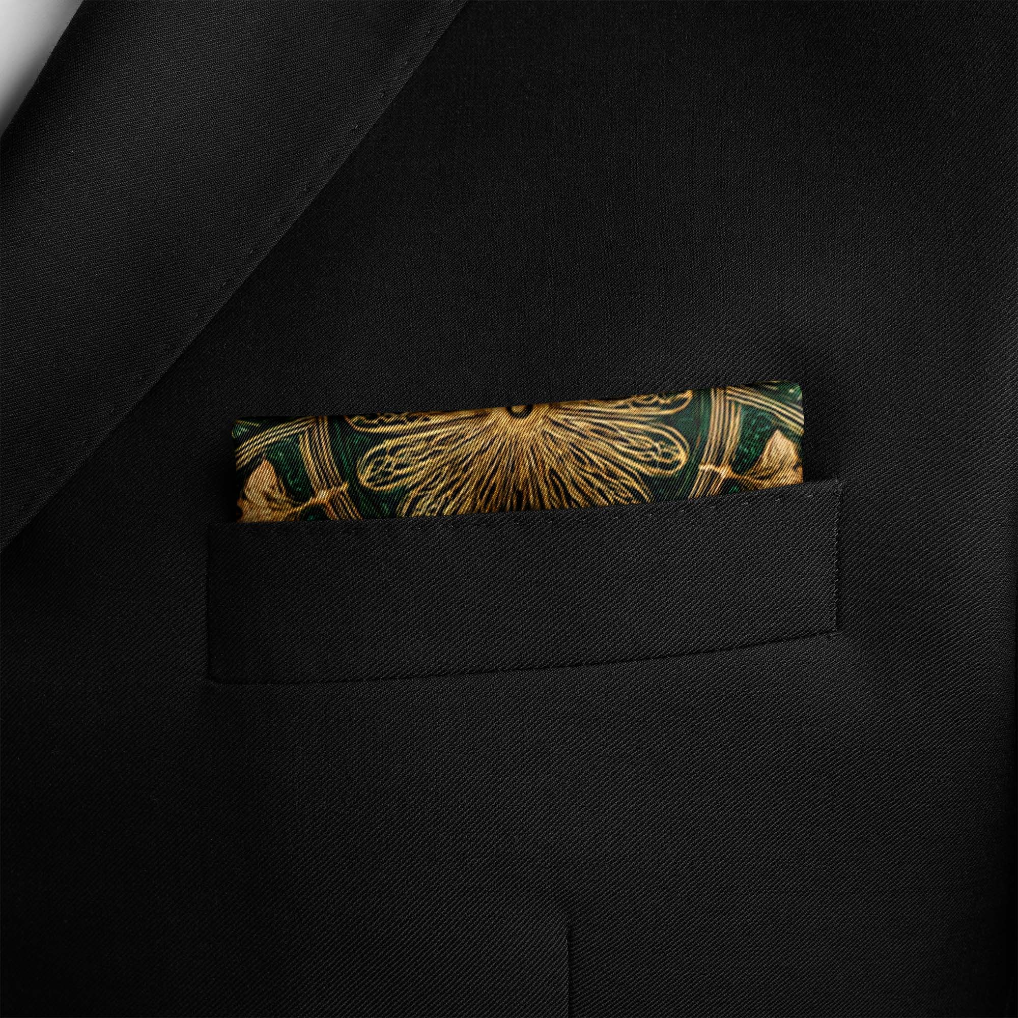 EMERALD CELESTIAL SILK POCKET SQUARE