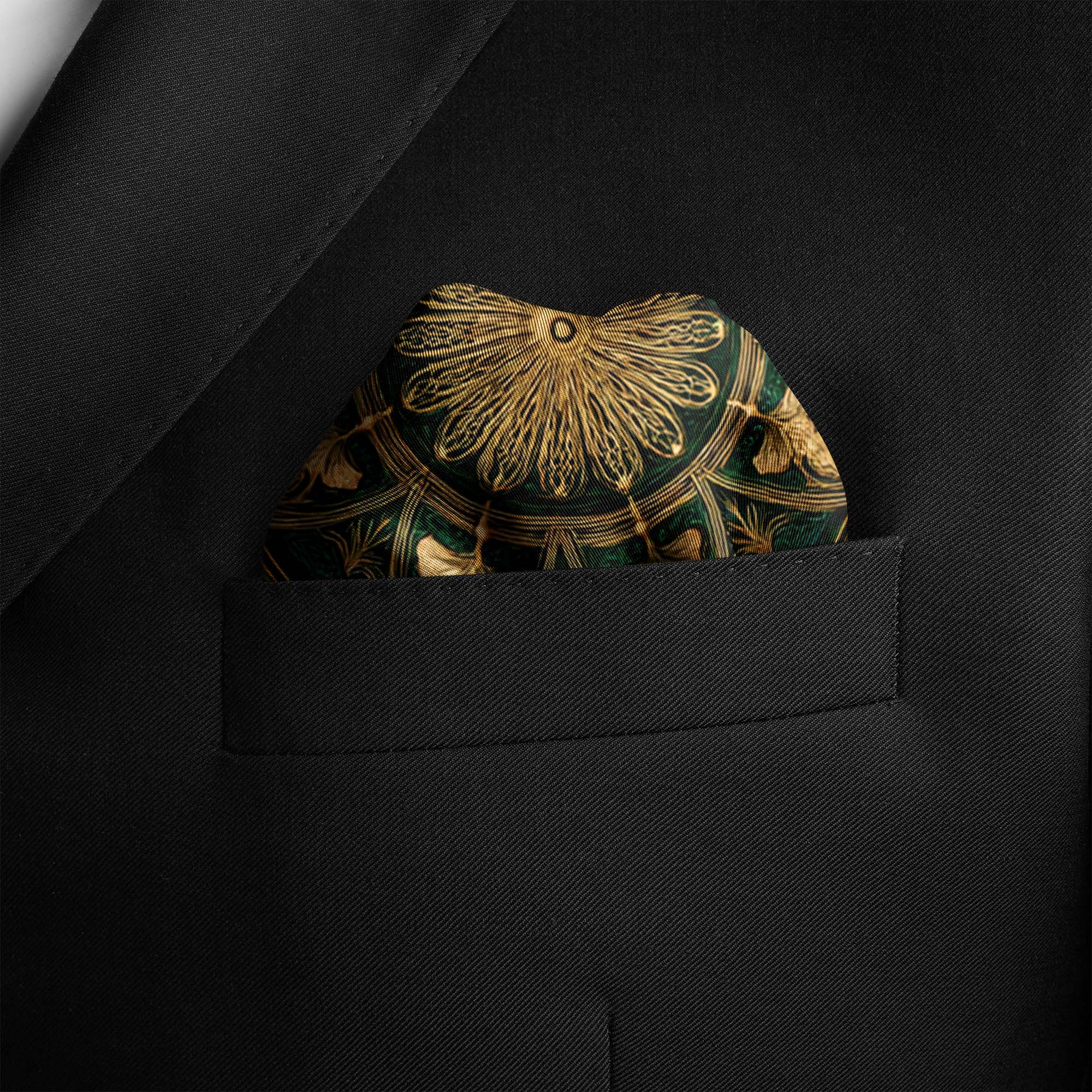 EMERALD CELESTIAL SILK POCKET SQUARE