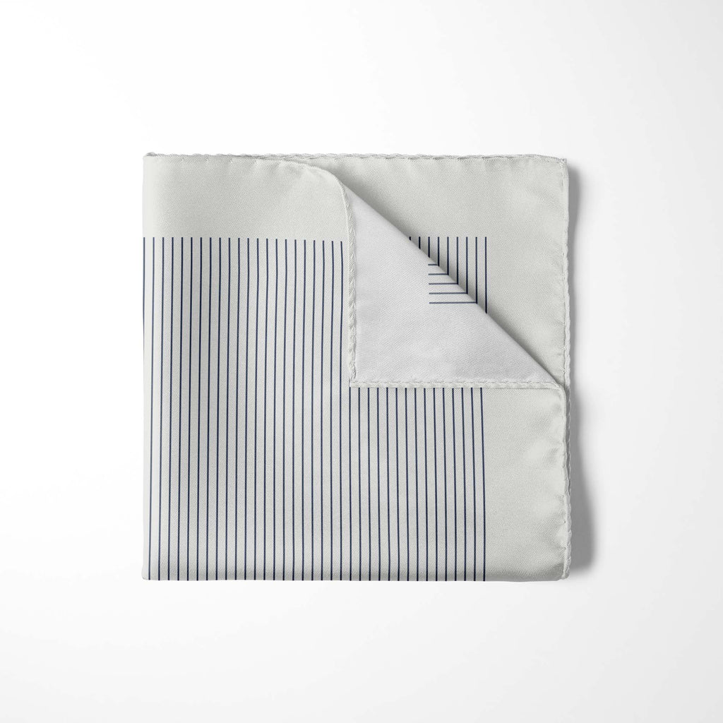 WHITE STRIPE SILK POCKET SQUARE