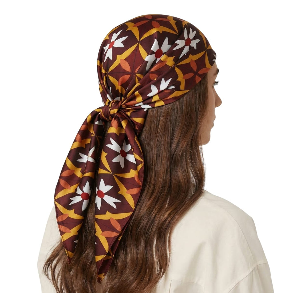 RETRO BLOOM SILK HEAD SCARF