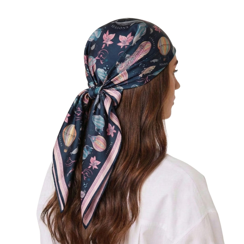 CELESTIAL FLORAL SILK HEAD SCARF