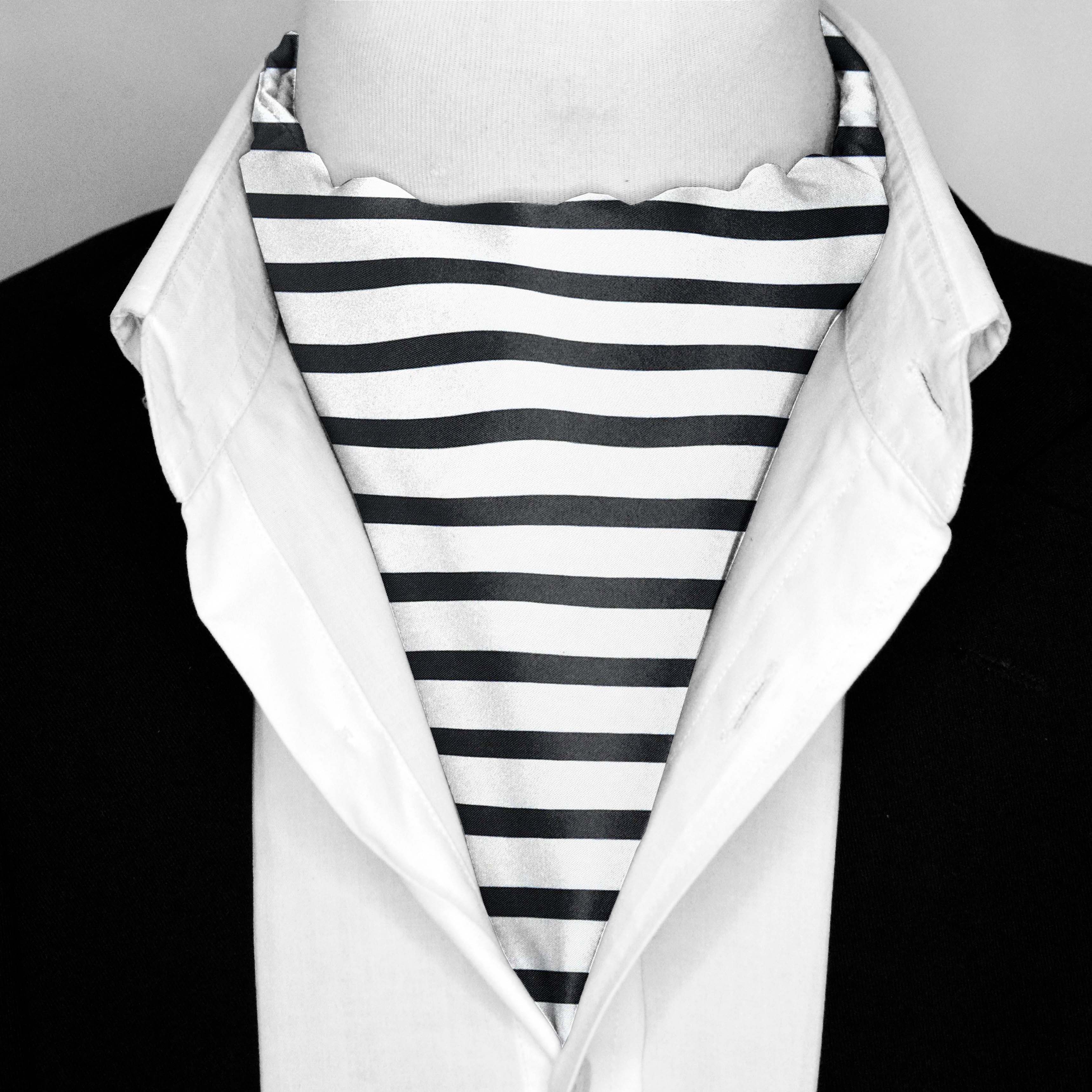 WHITE STRIPES SILK ASCOT – PREMIUM COLLECTION