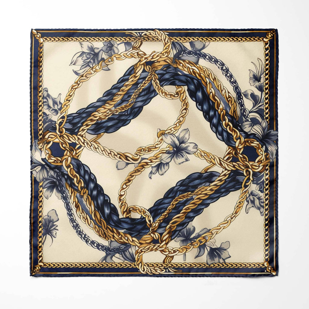 NEW BELT CHAIN SILK ASCOT AND POCKET SQUARE SET – PREMIUM COLLECTION