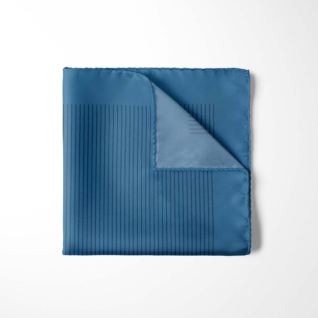 BLUE STRIPE SILK POCKET SQUARE